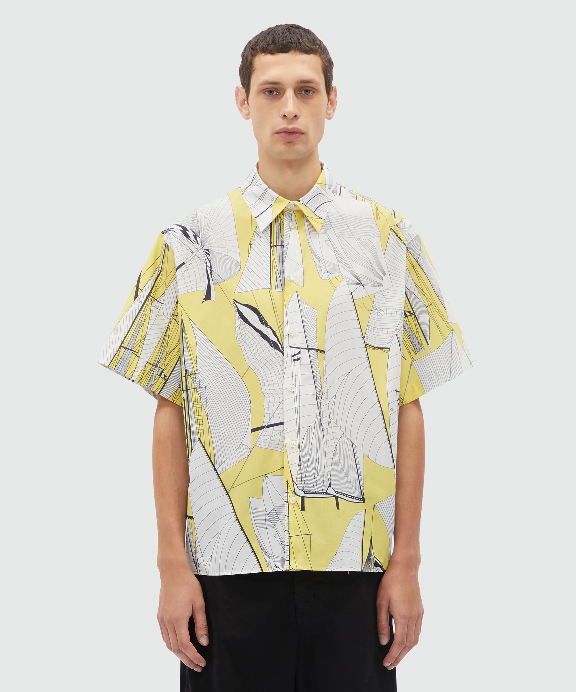 White poplin shirt with "Sail race" print - 2