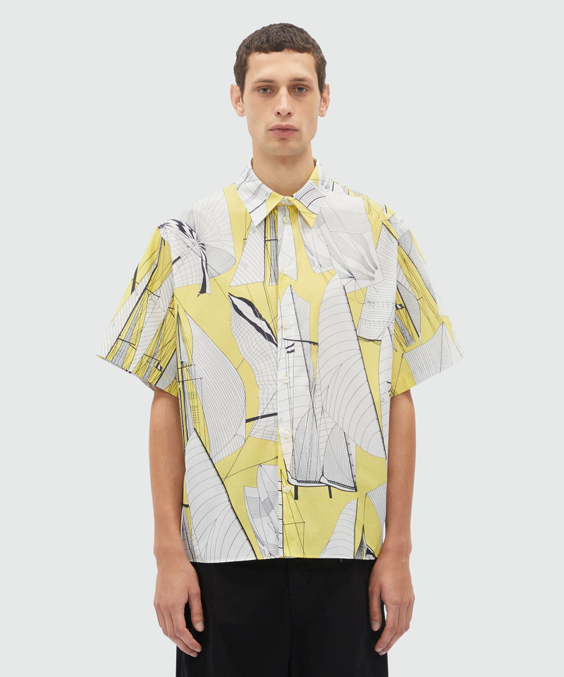 MSGM White poplin shirt with "Sail race" print outlook