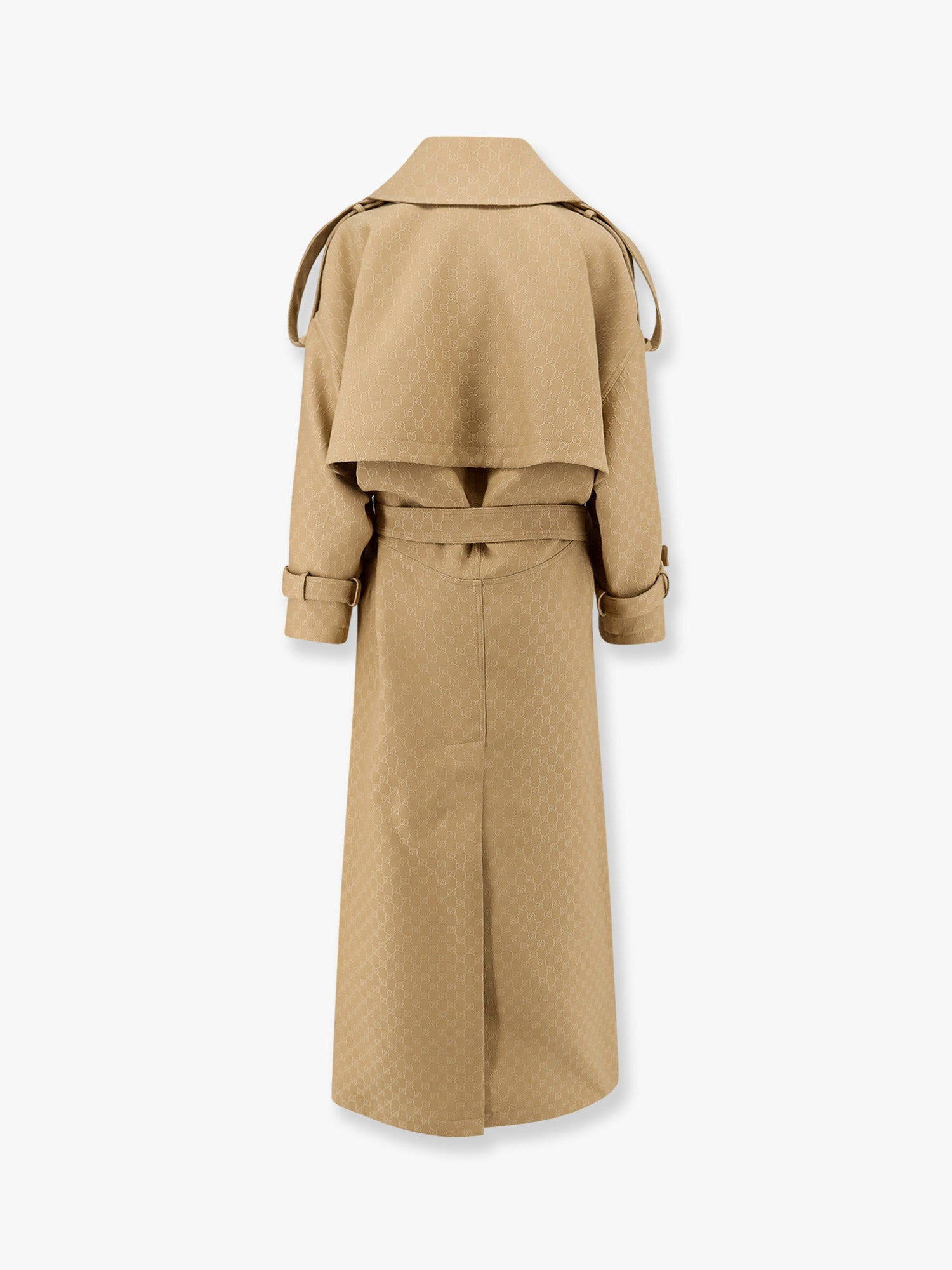 Wool And Silk Crepe Coat With All-Over Gg Motif - 4