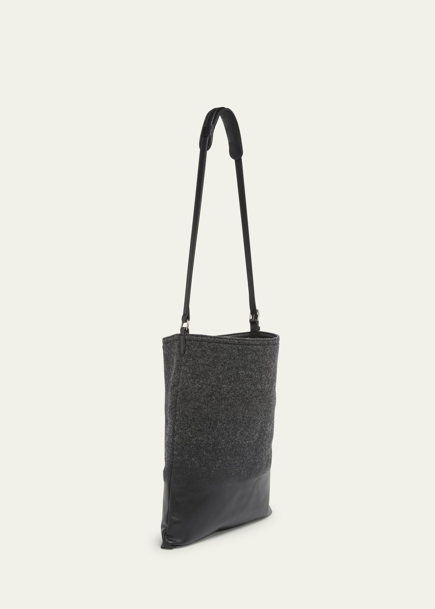 Men's Wool and Leather Crossbody Bag - 3