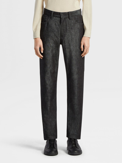 ZEGNA BLACK RINSE-WASHED COTTON AND CASHMERE ROCCIA JEANS outlook