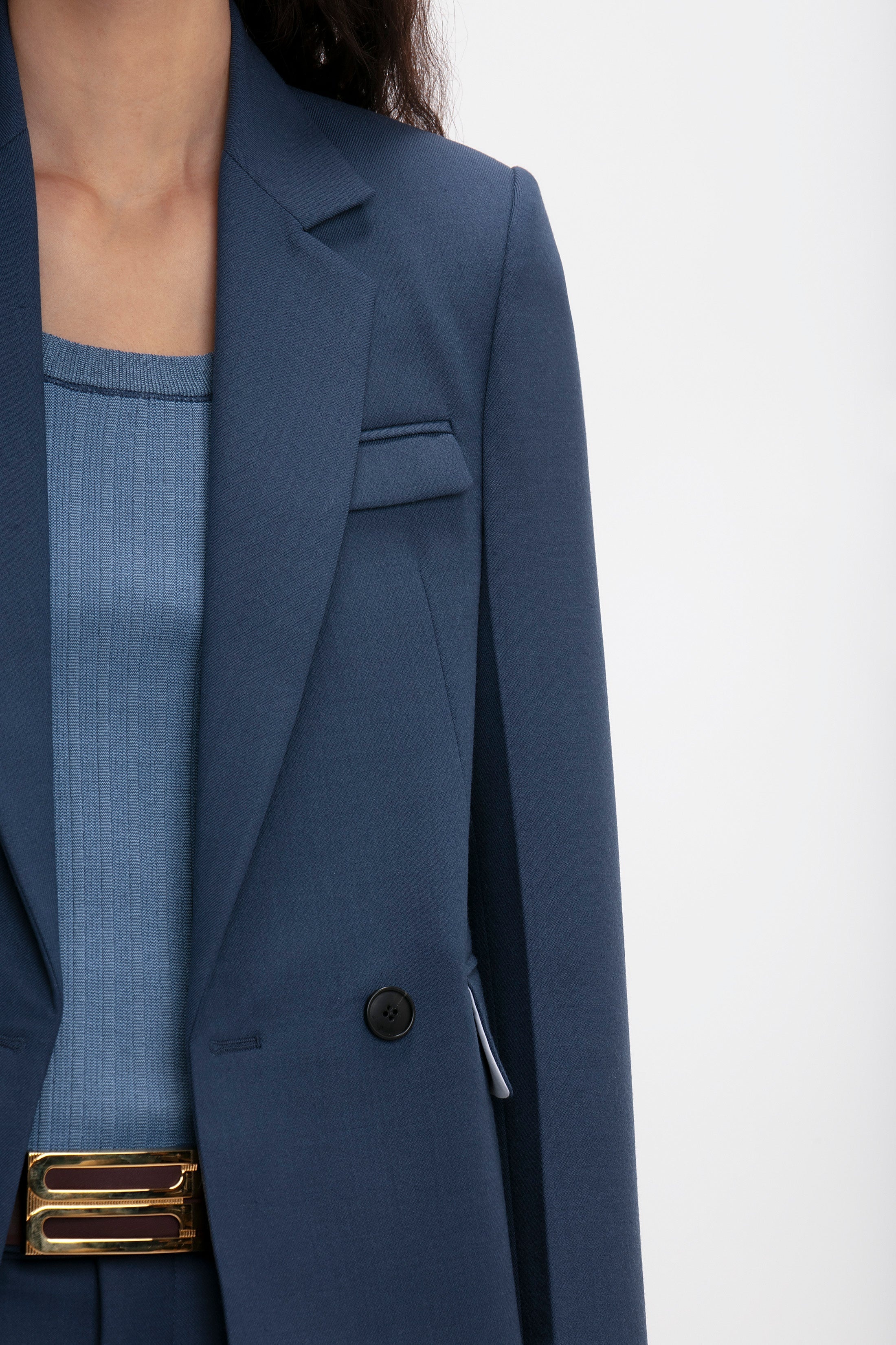 Shrunken Double Breasted Jacket In Heritage Blue - 4
