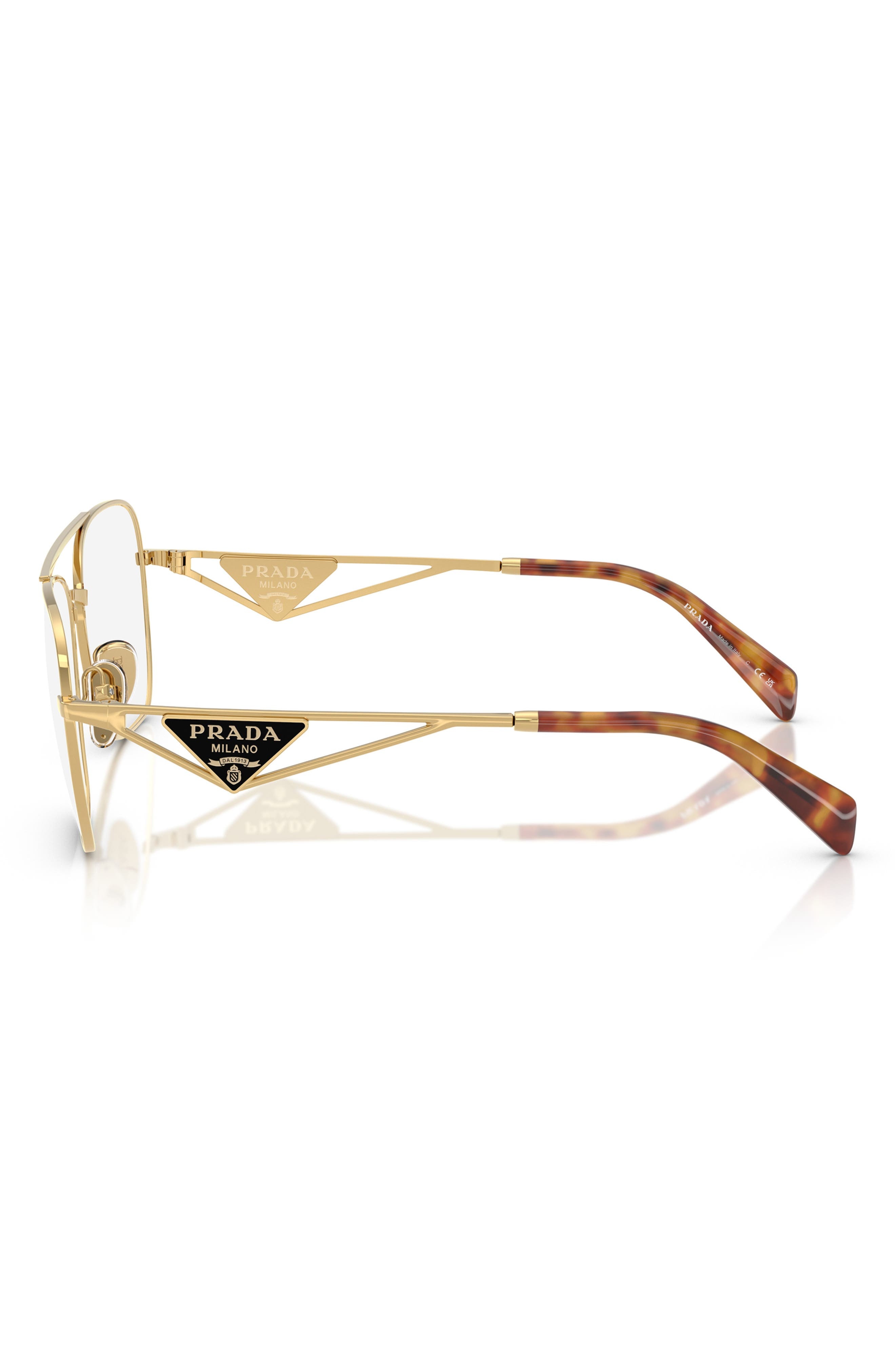 Prada 59mm Pilot Optical Glasses in Gold at Nordstrom - 3