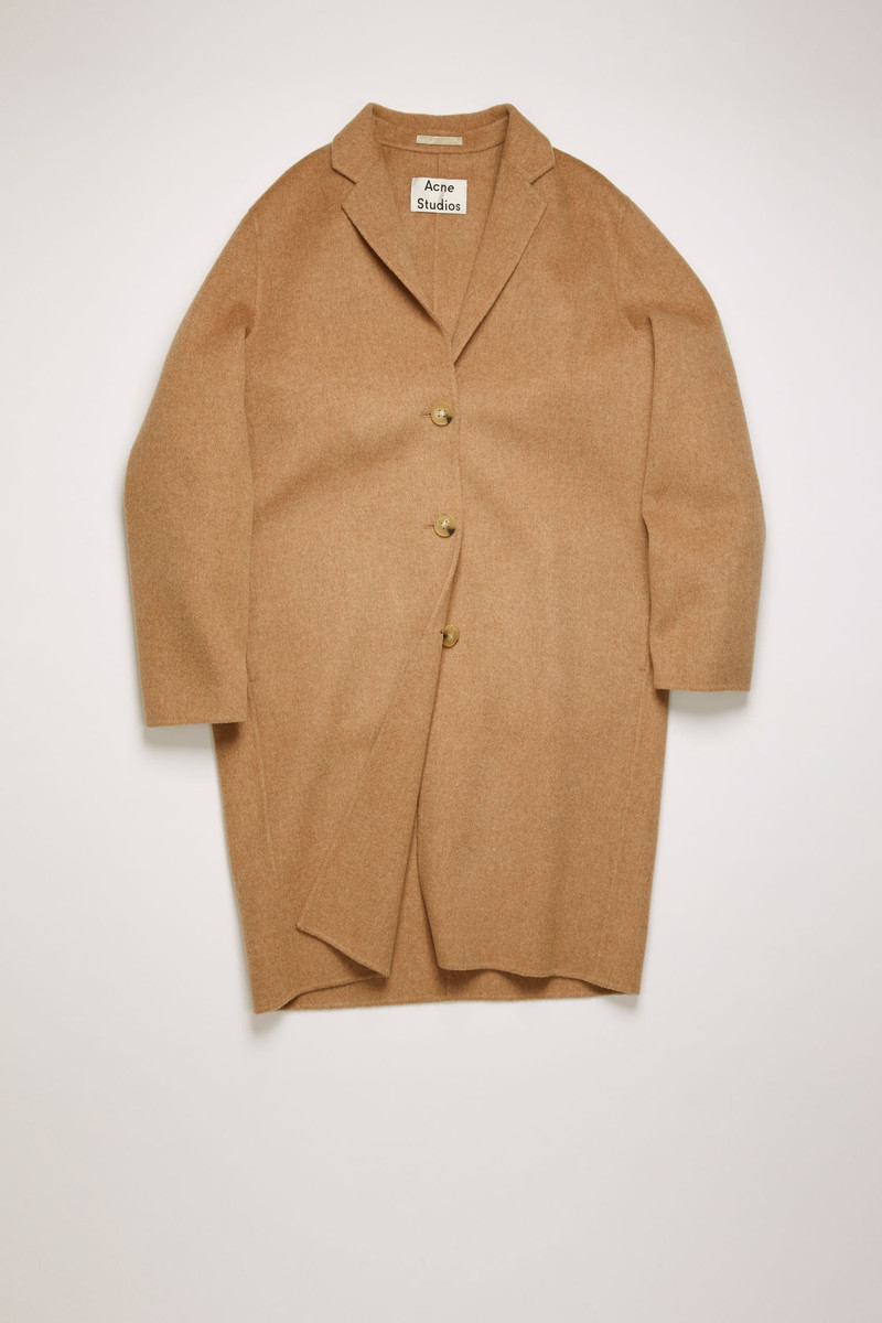 Single-breasted wool coat camel melange 1