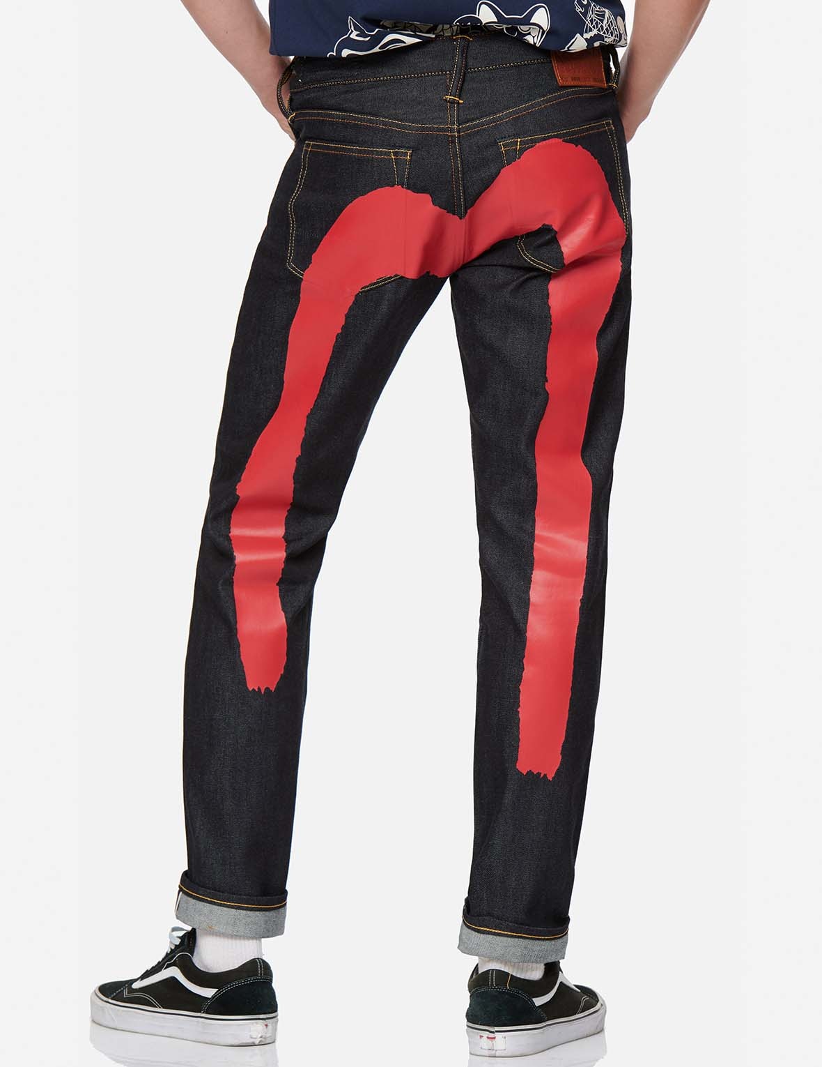 Red Brushstroke Daicock Slim Straight fit Jeans #2010 - 3