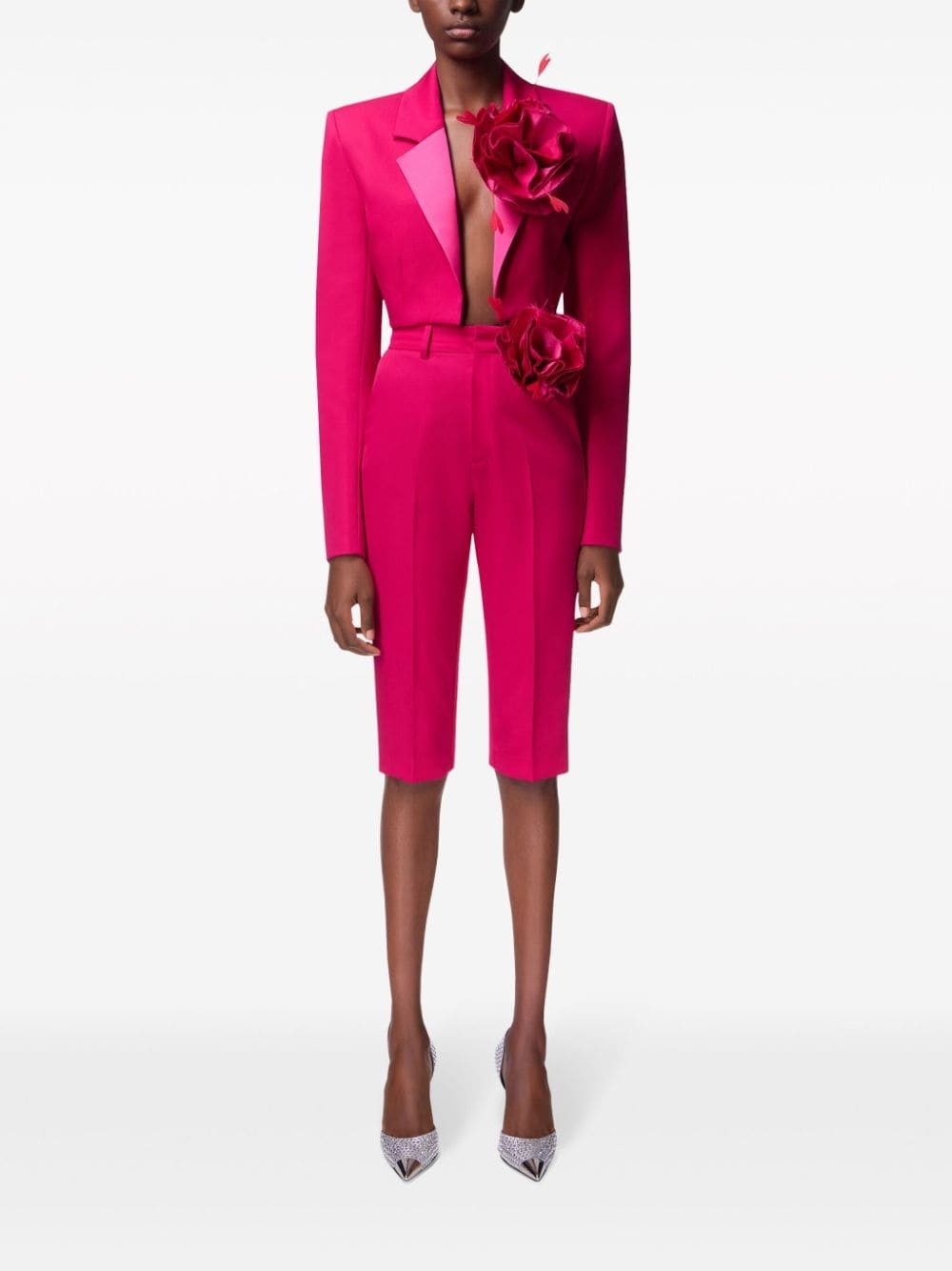 flower-appliquÃ© tailored shorts - 2