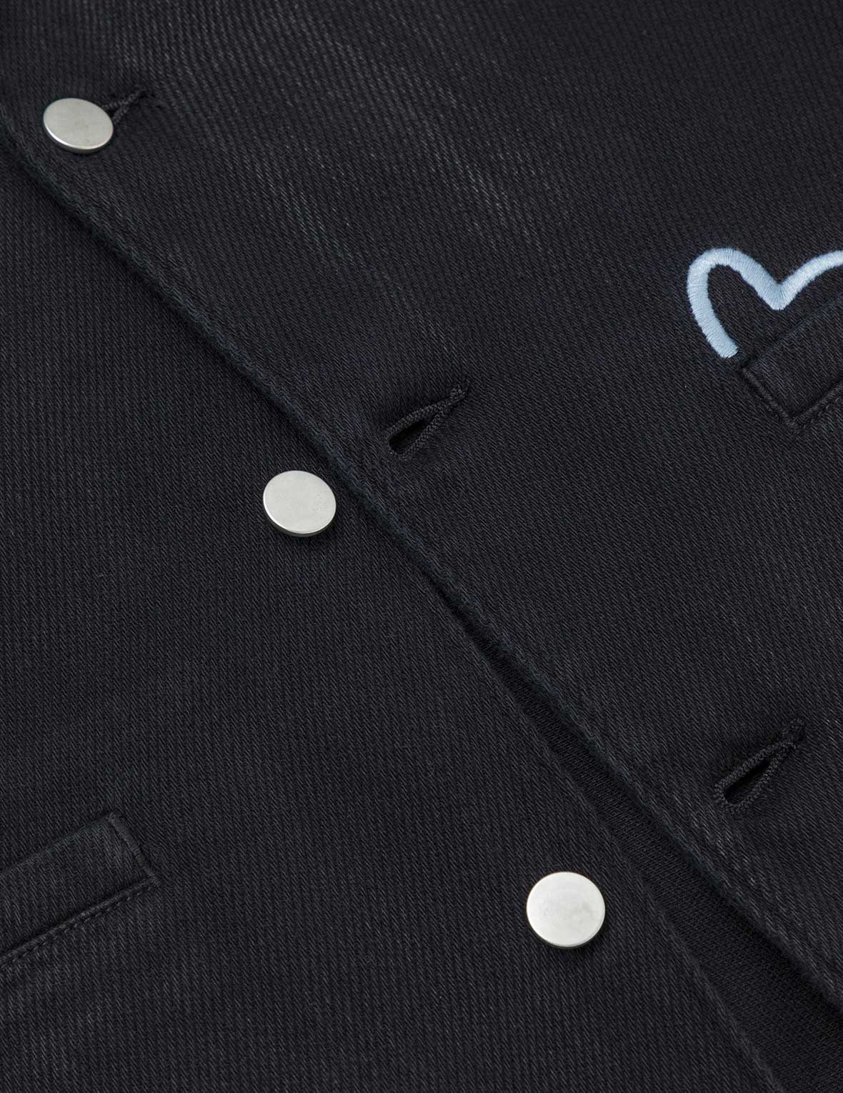 Seagull and Logo Embroidery Relax Fit Denim Blazer - 9