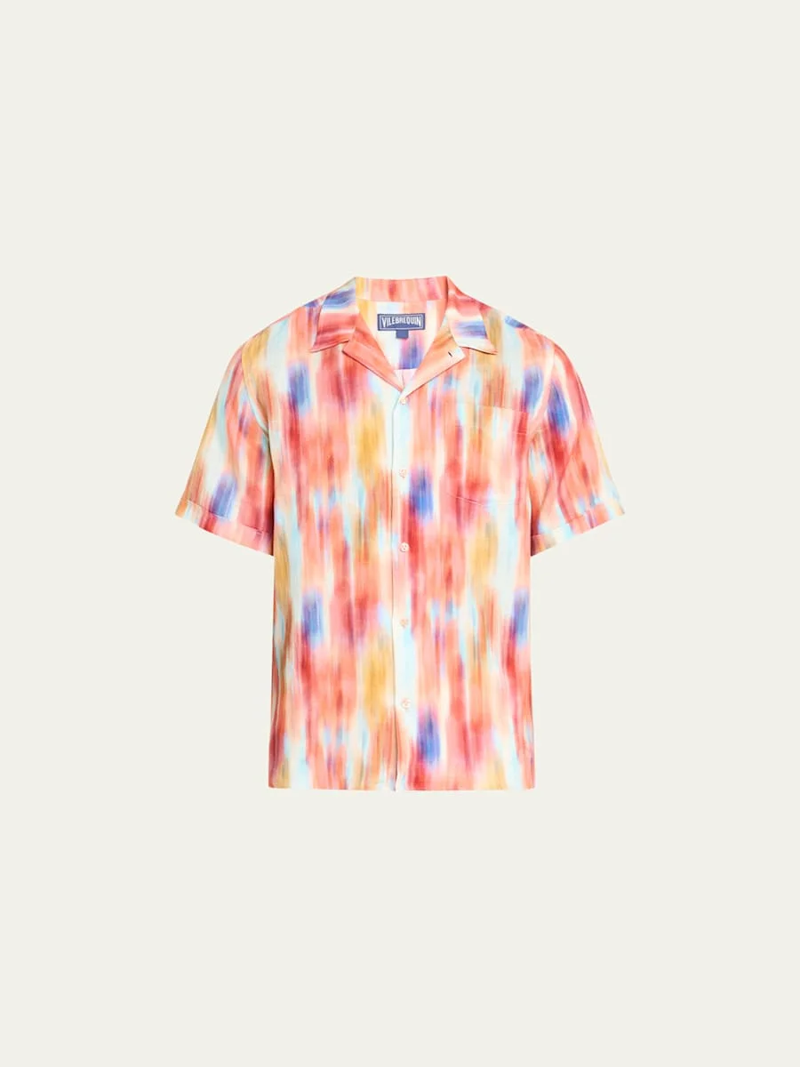Men's Ikat-Print Short-Sleeve Shirt - 1