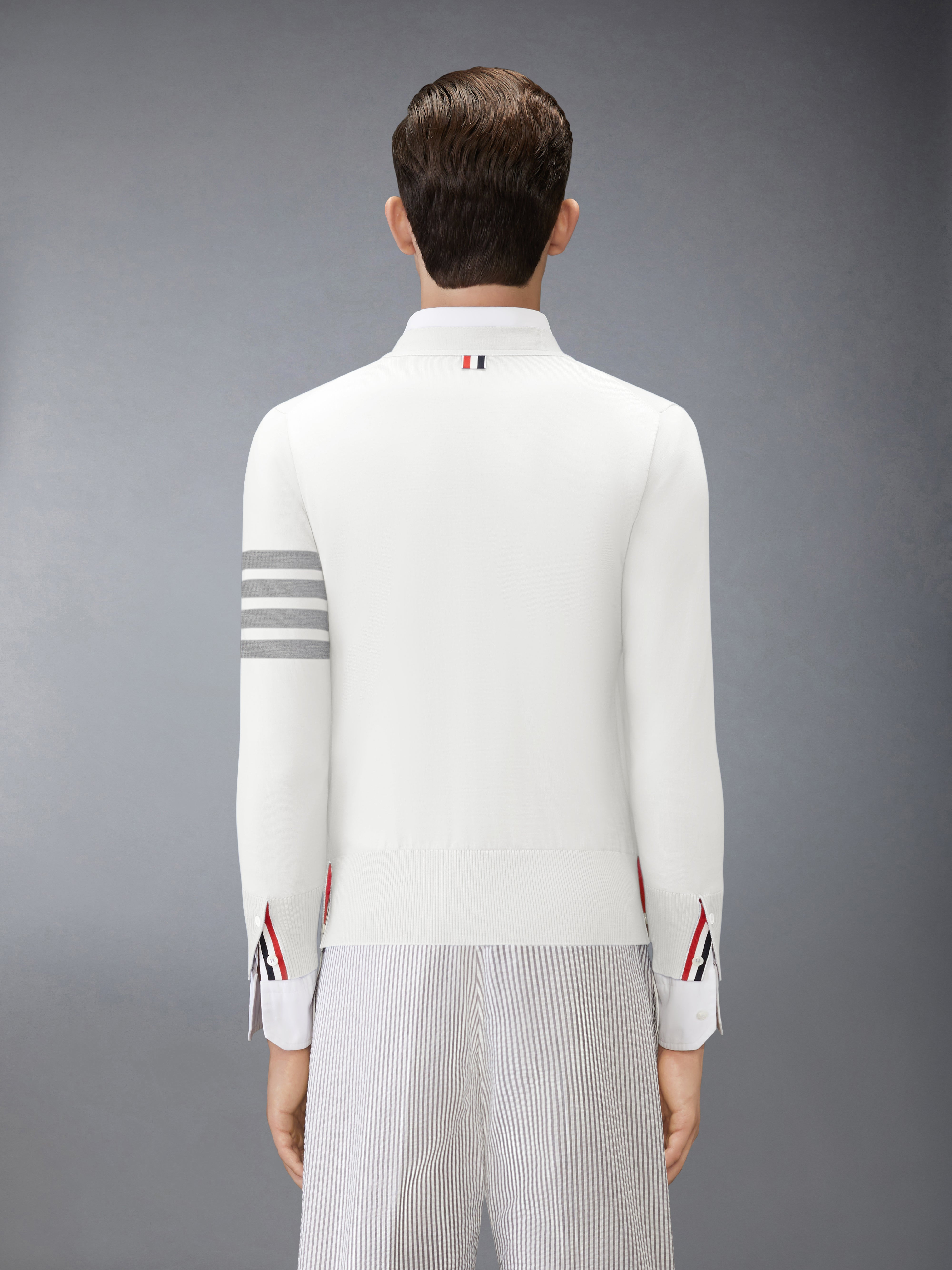 MERINO WOOL 4-BAR CLASSIC V-NECK CARDIGAN - 3