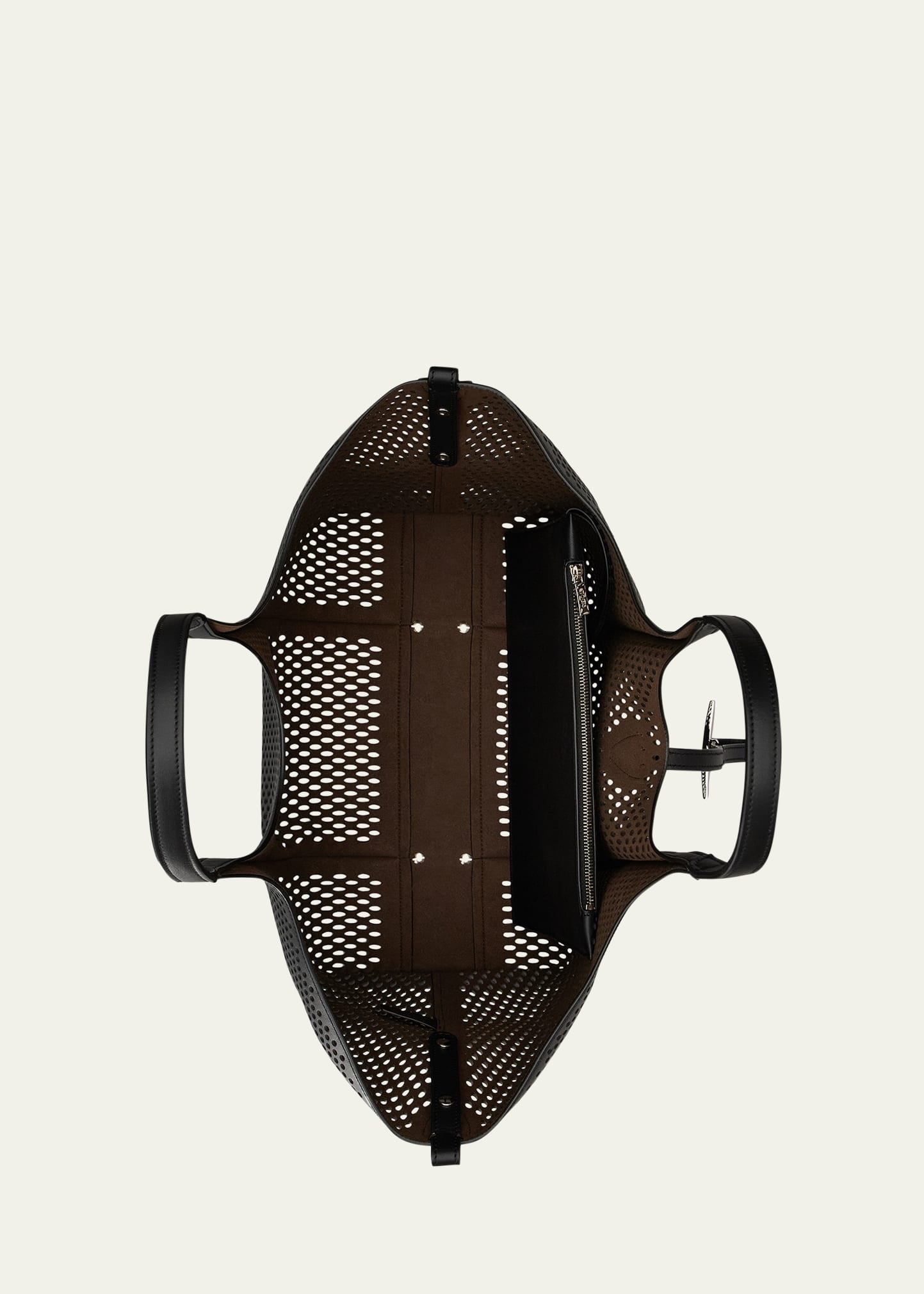 Medium Laser-Cut Leather Shopping Tote Bag - 2