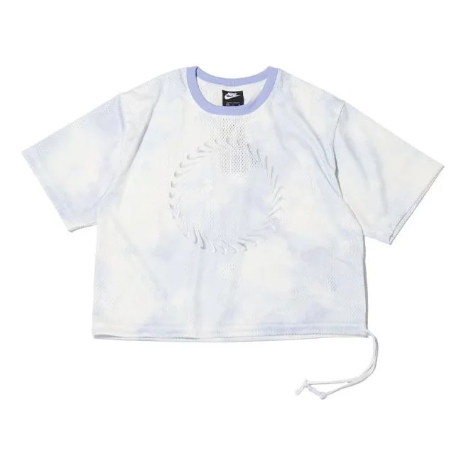 (WMNS) Nike Sportswear Icon Clash Tie Dye Printing Mesh Breathable Round Neck Short Sleeve Light Pur - 1
