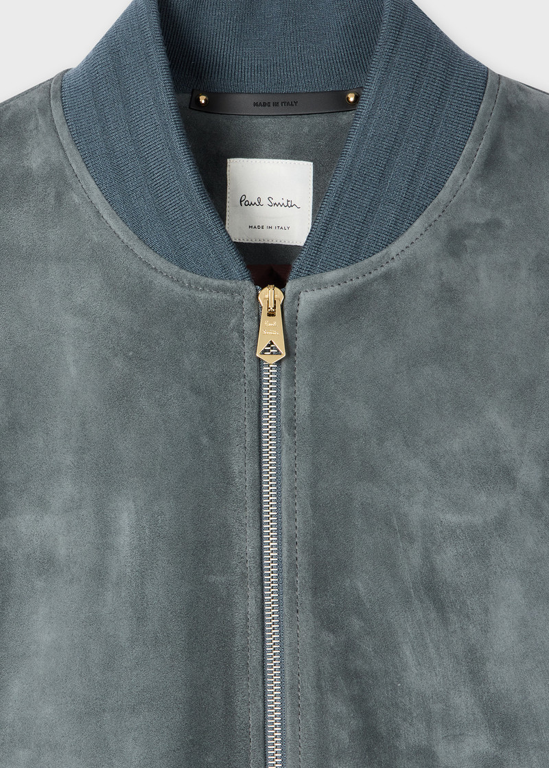 Paul Smith Steel Blue Suede Bomber Jacket outlook