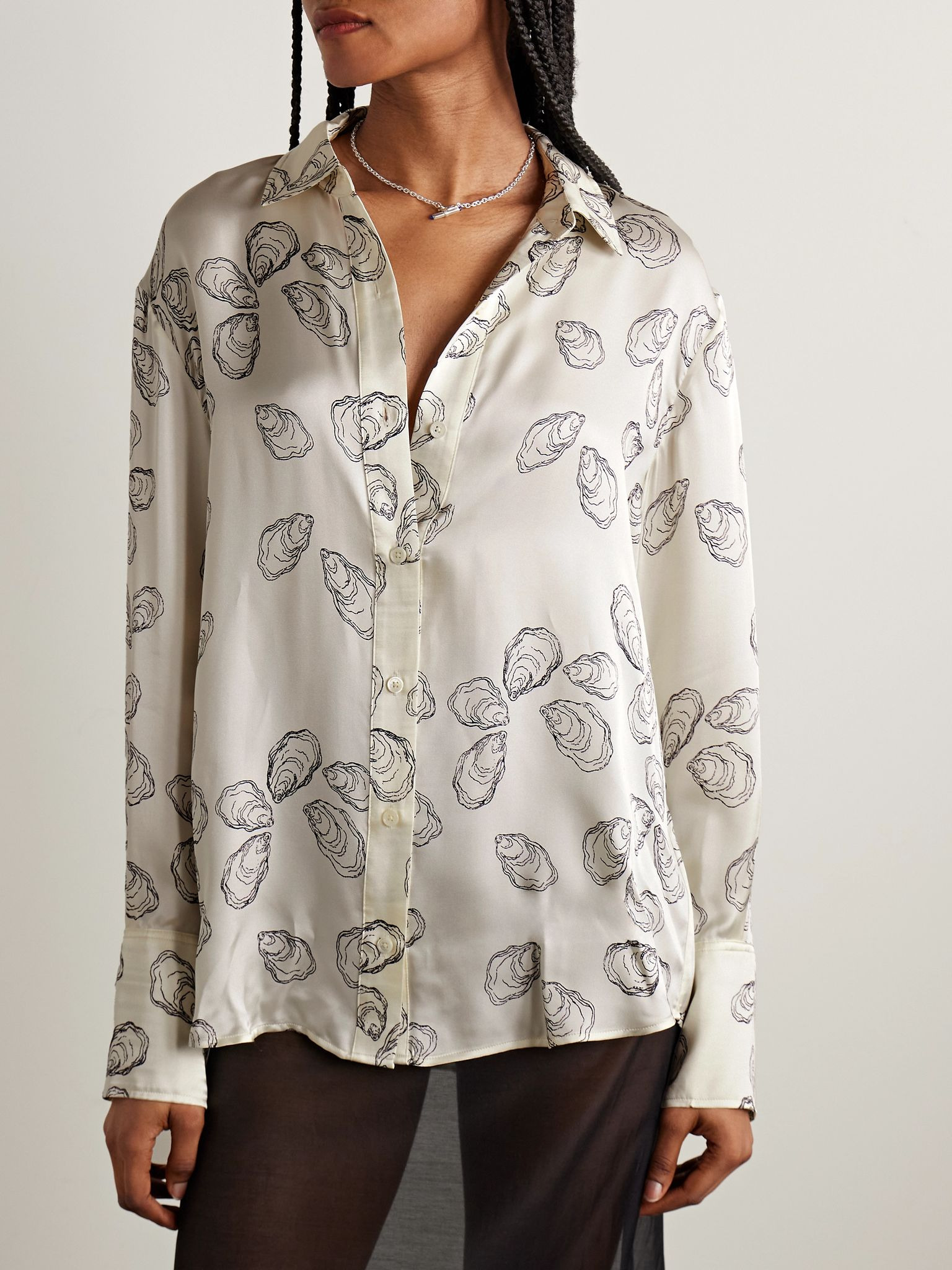 Avalon printed silk-blend shirt Off-white - 3