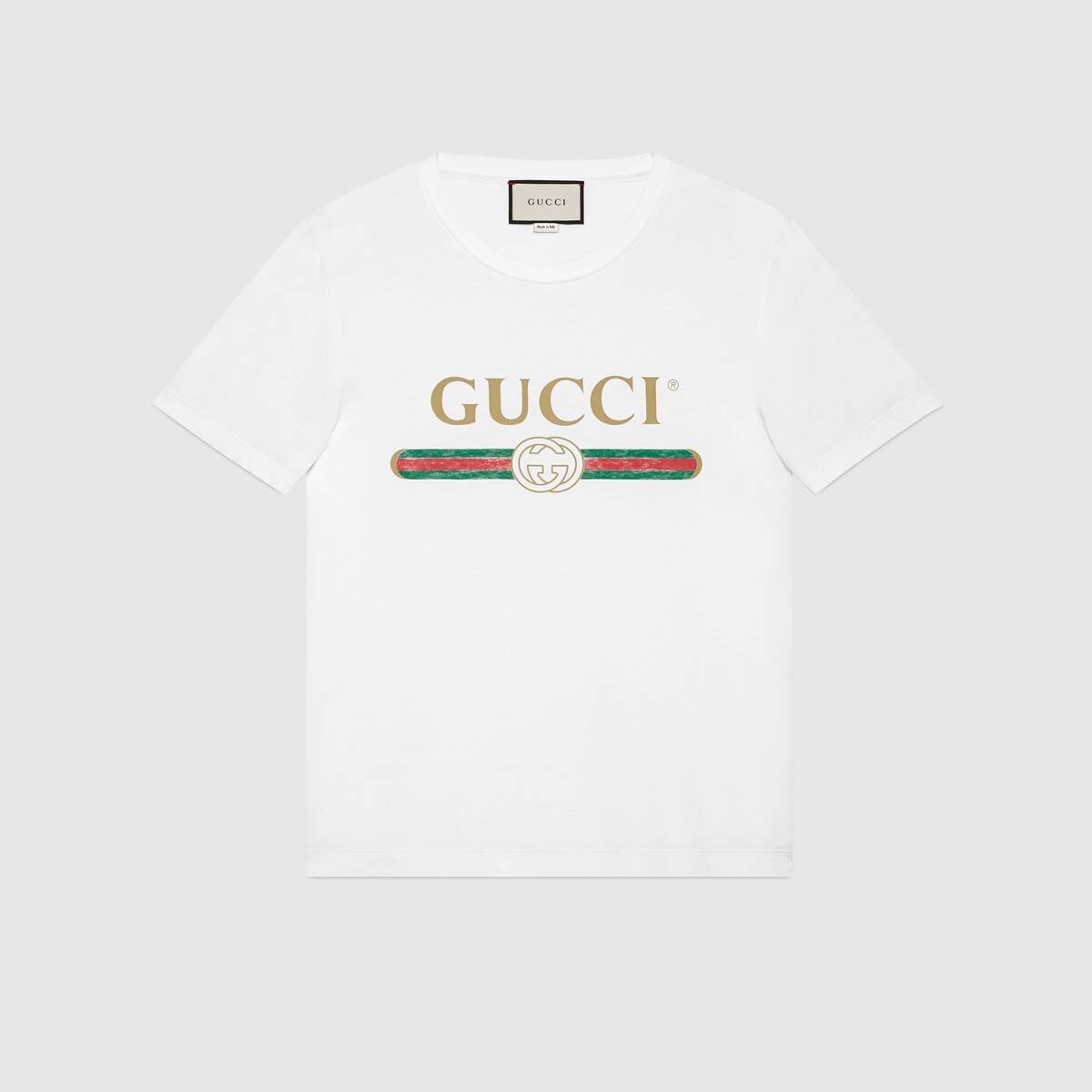 Oversize washed T-shirt with Gucci logo - 1