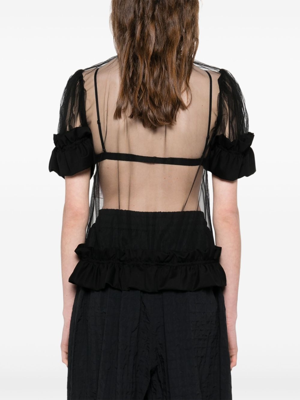 ruffle-detail sheer blouse - 4