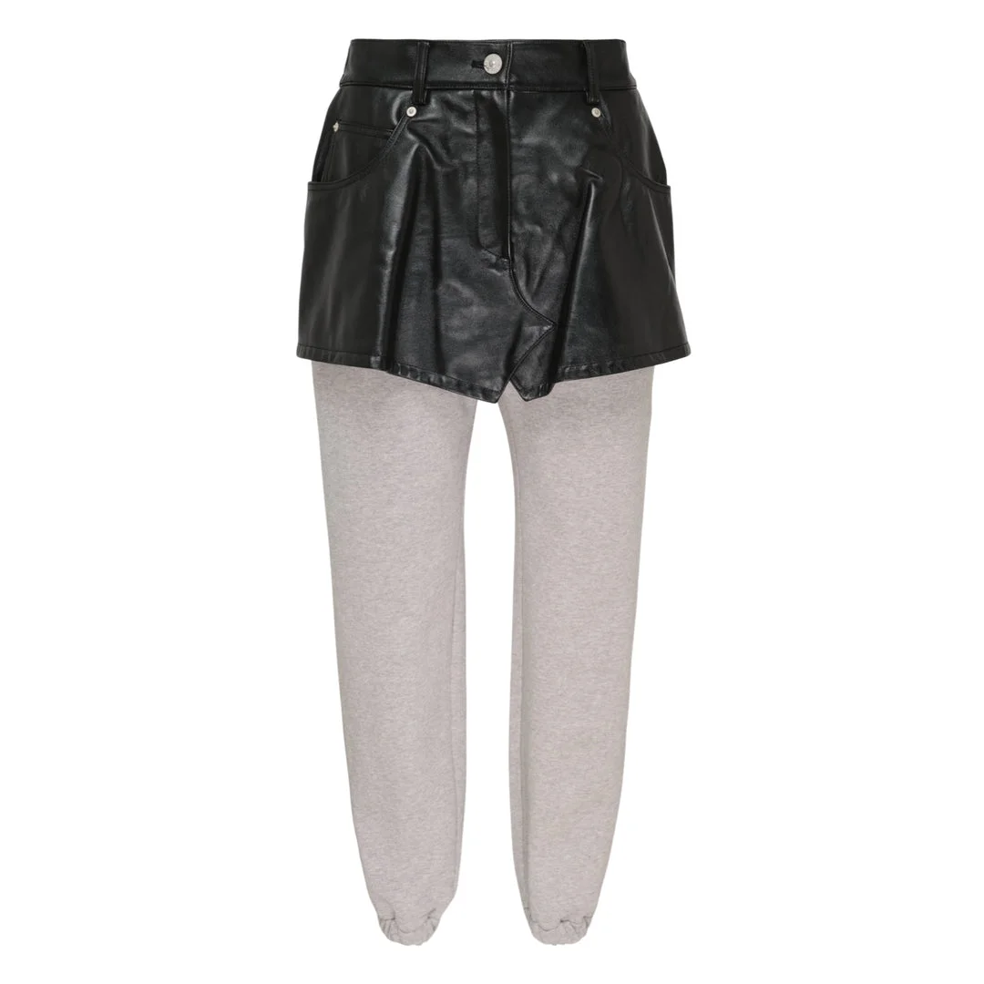 Leather Skirt Layered Sweatpants - 1