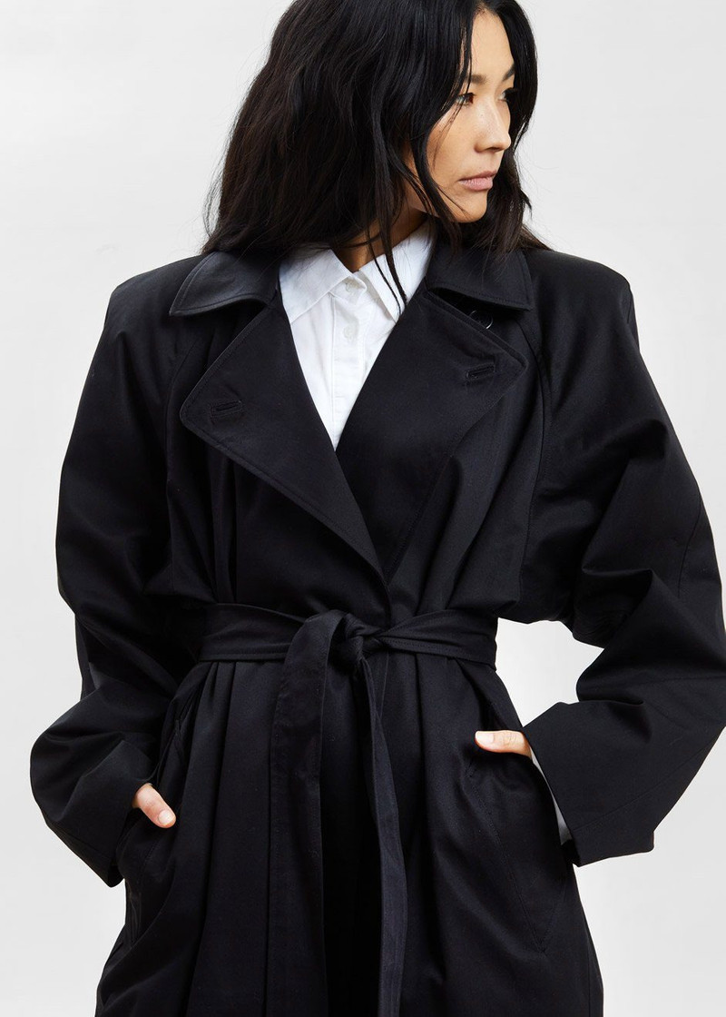 Marisol Box Shoulder Trench - Black 11