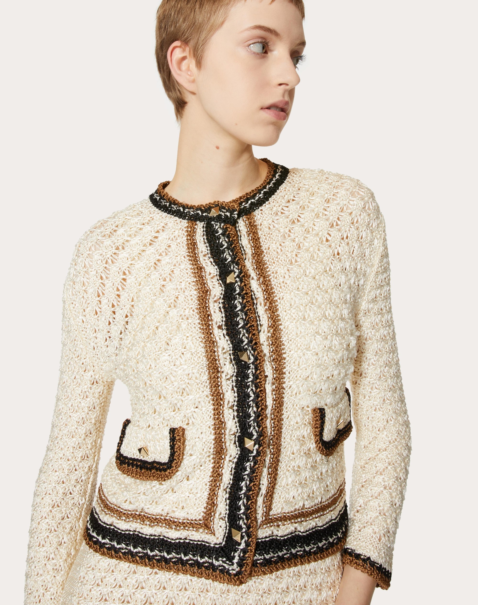 VISCOSE JACKET WITH CROCHET WORK - 5