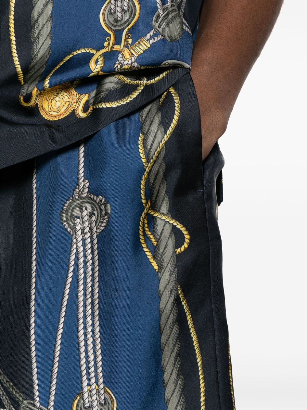 nautical-print silk shorts - 5