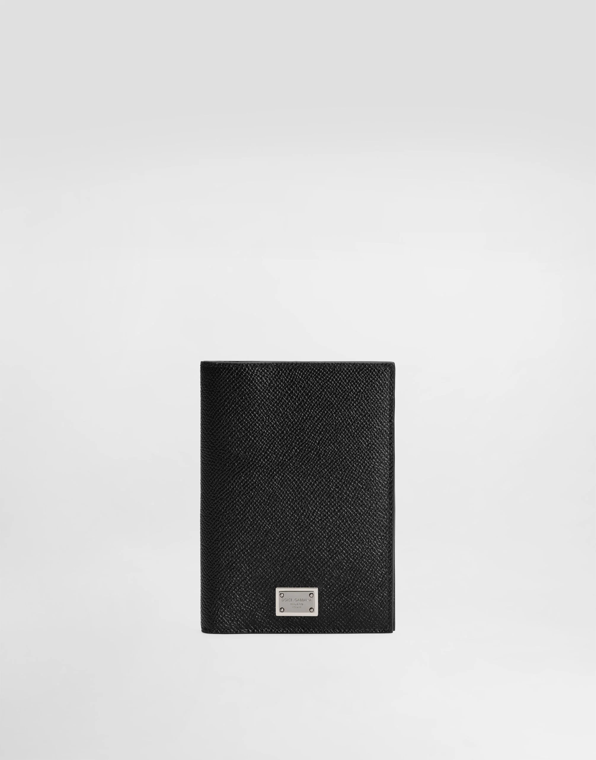 Calfskin passport holder with logo tag - 1