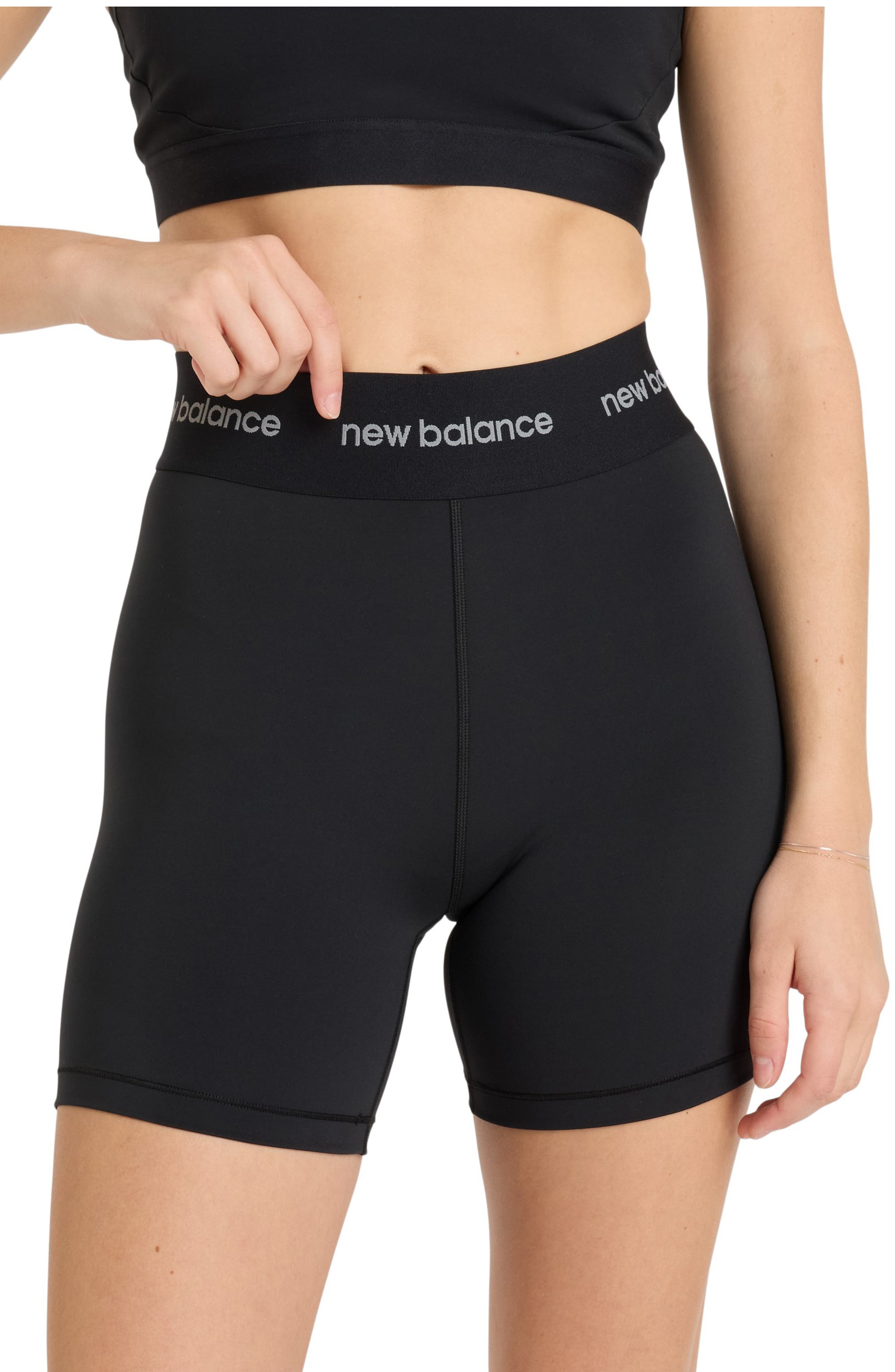 New Balance NB Sleek 5-Inch High Rise Performance Athletic Shorts in Black at Nordstrom - 5