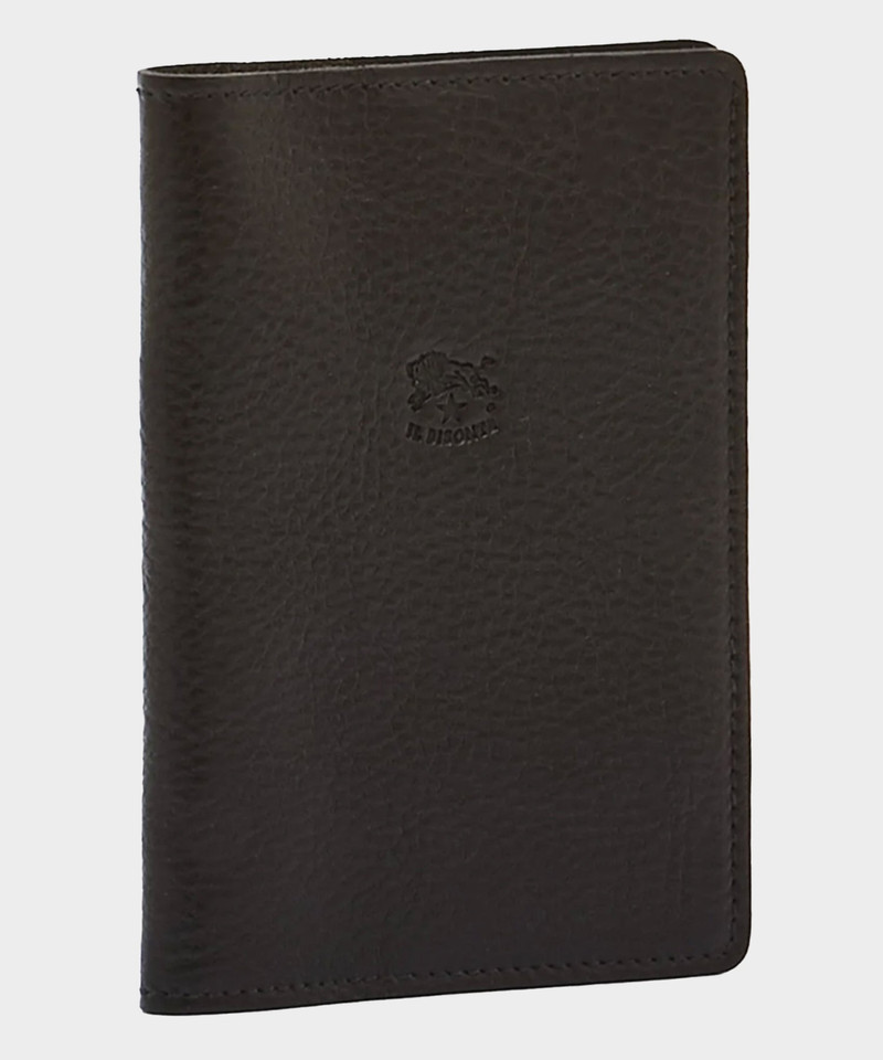 IL BISONTE Il Bisonte Leather Passport Holder in Black outlook
