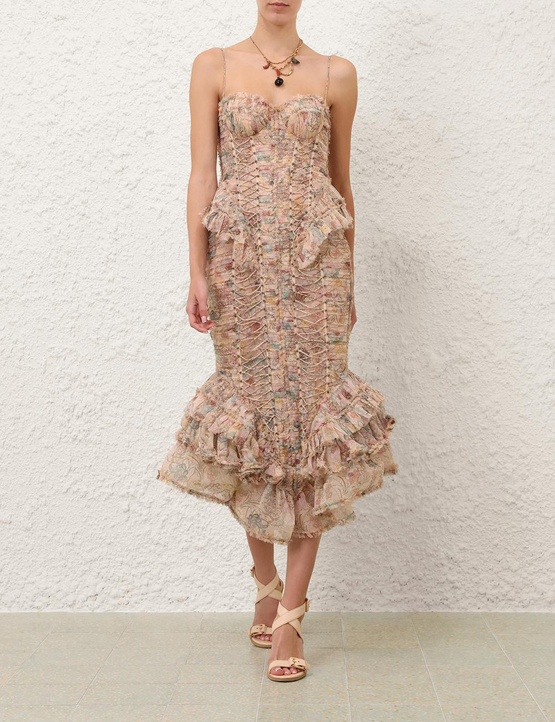 Zimmermann REBELLION FRAYED MIDI DRESS outlook