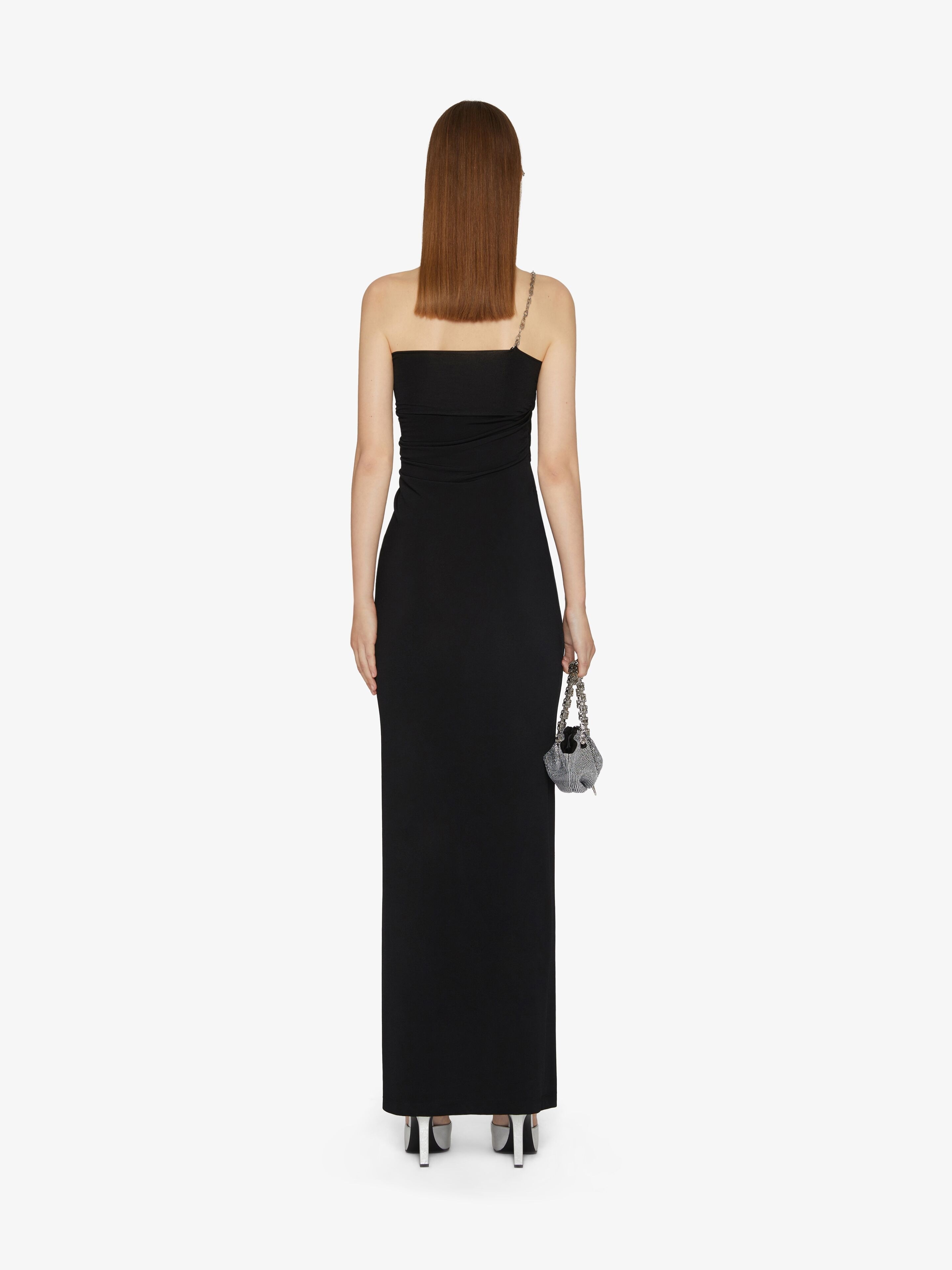ASYMMETRICAL BUSTIER GOWN WITH G CHAIN STRAP - 4