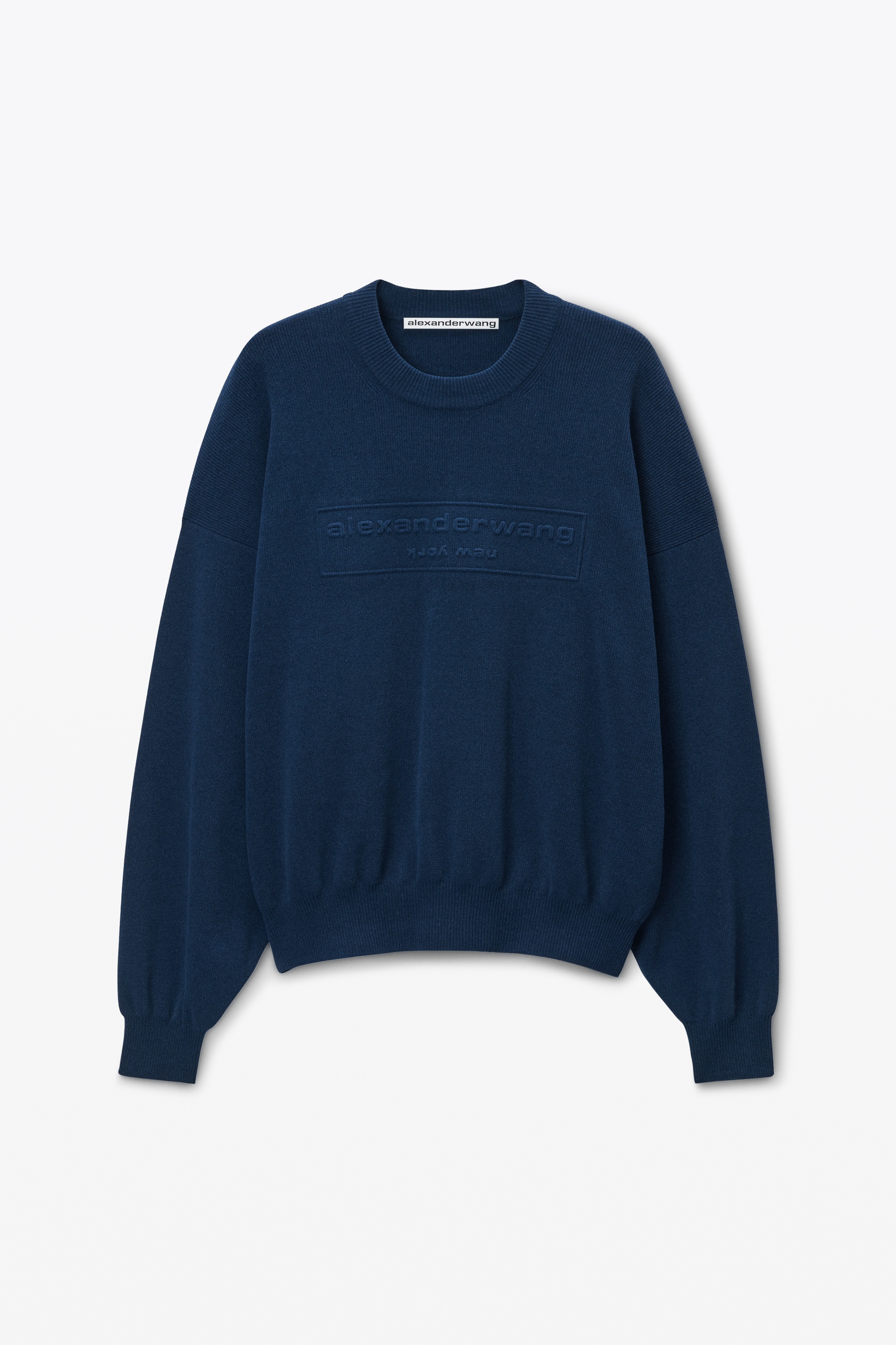 Logo Embossed Ribbed Pullover in Soft Chenille - 1