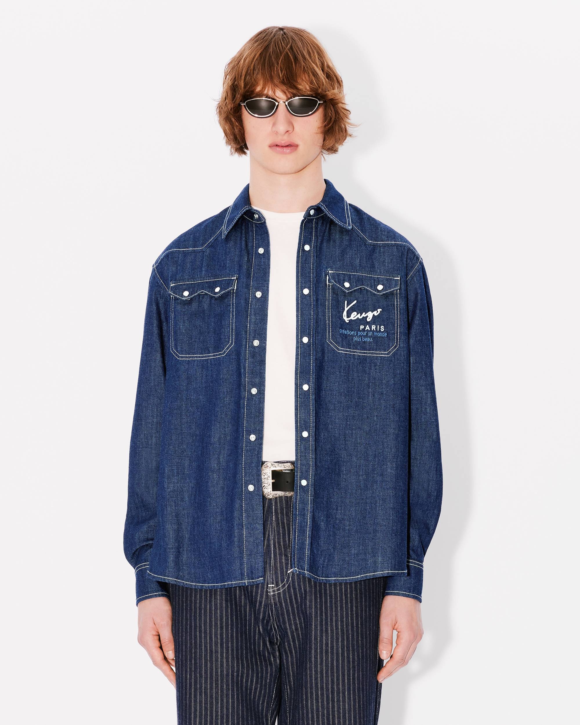 'KENZO Creations' embroidered western shirt in japanese denim - 3