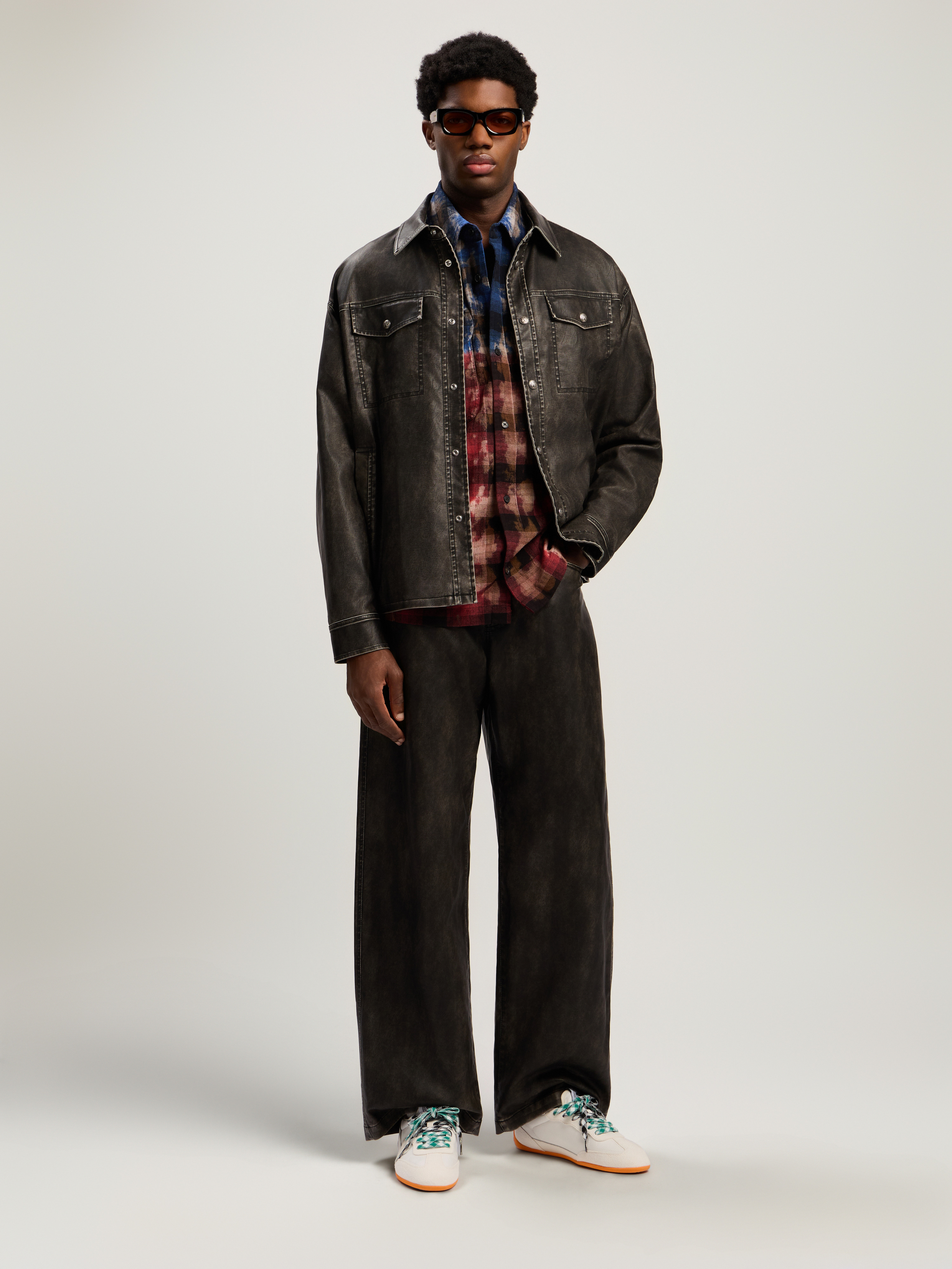 B Curved Logo Check Shirt L/S - 2