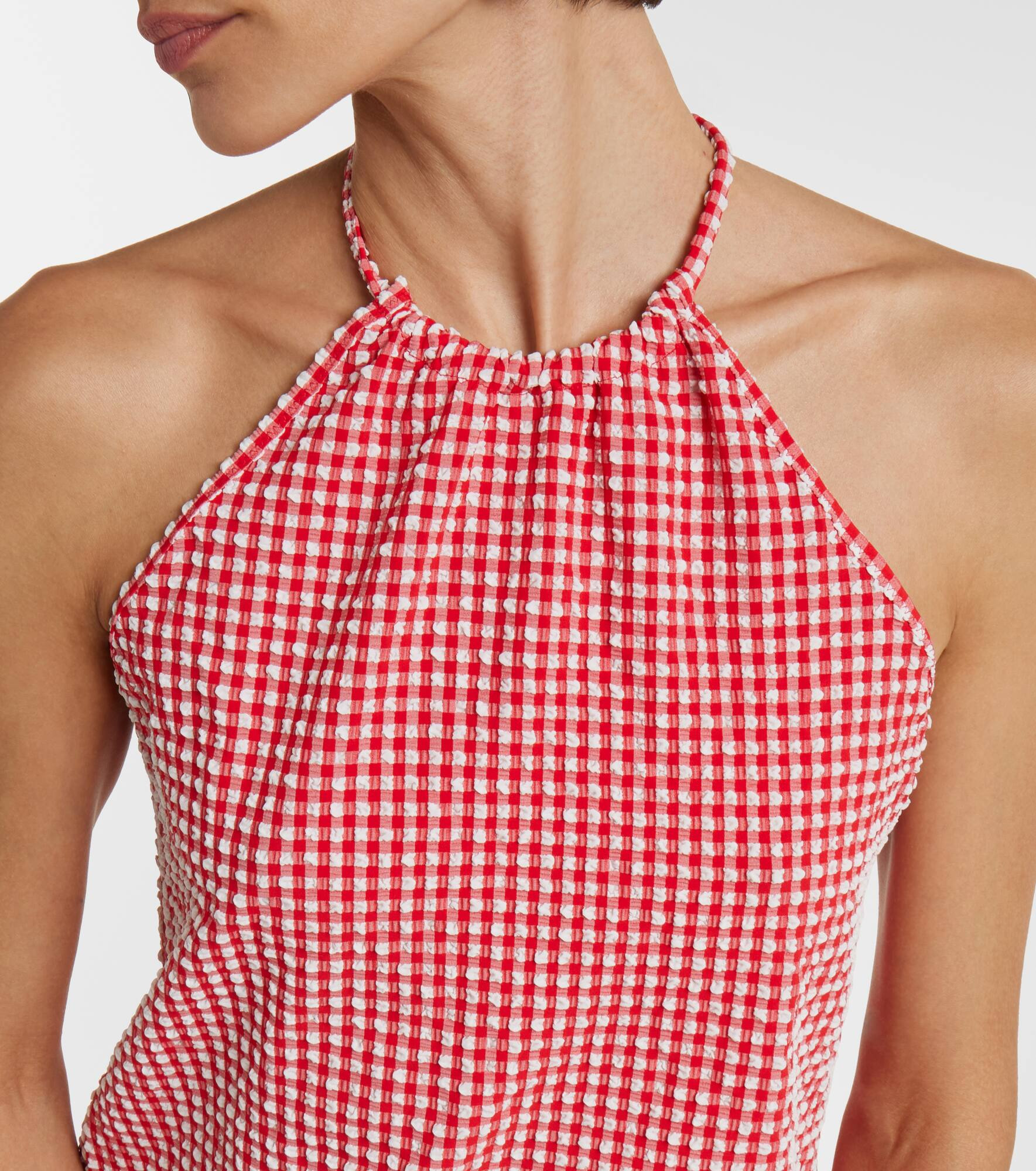 Gingham seersucker halterneck minidress - 4