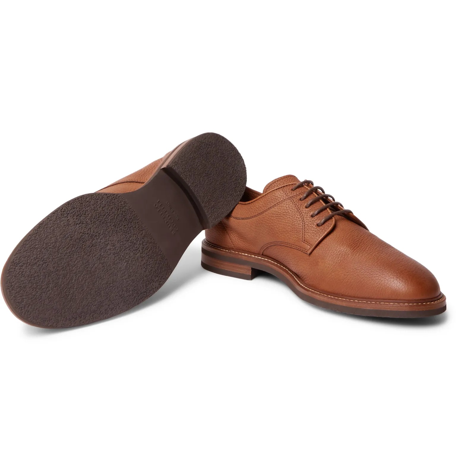 Pebble-Grain Leather Derby Shoes - 3