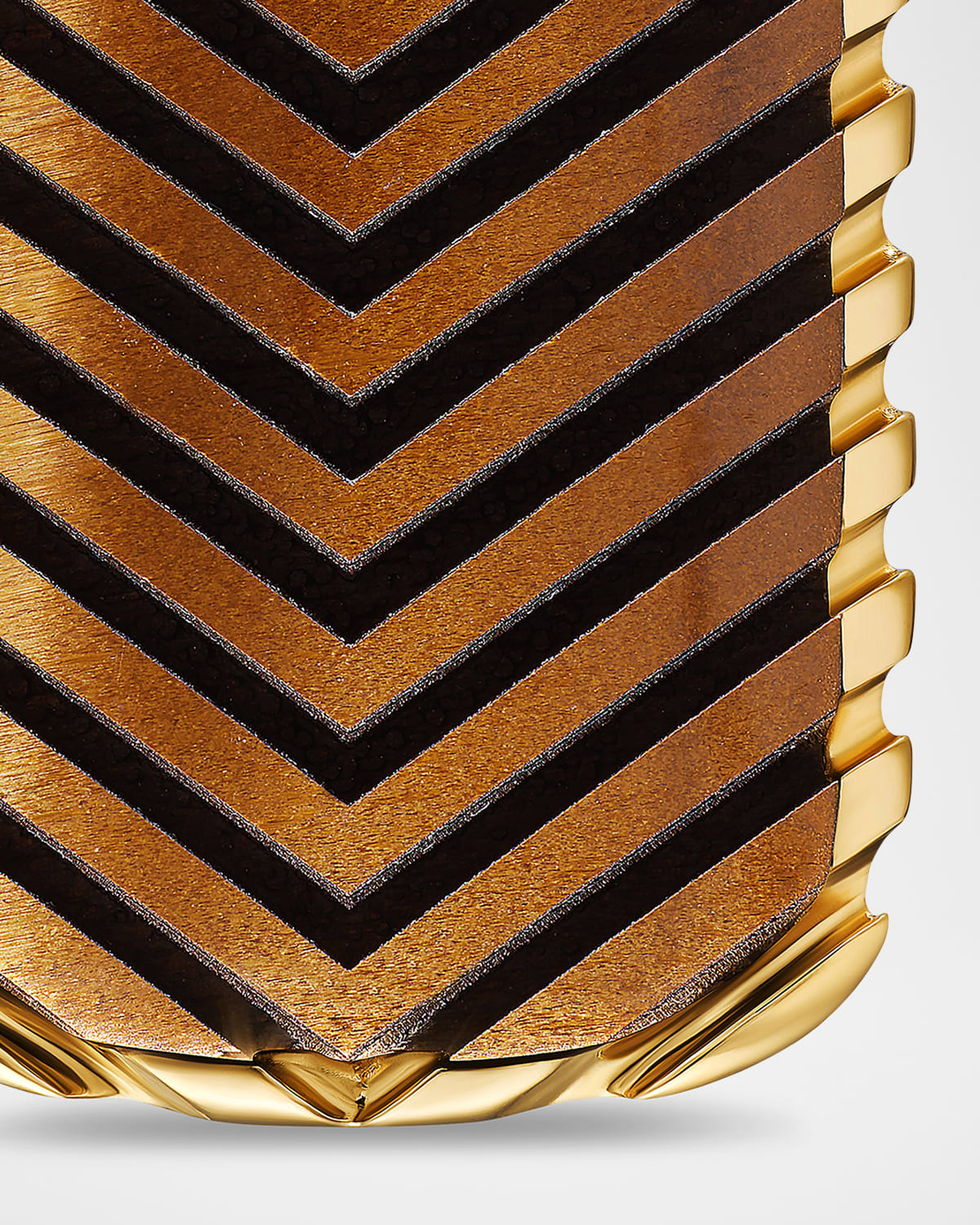 Men's Chevron Tag Enhancer in 18K Gold with Tigers Eye, 27mm - 5