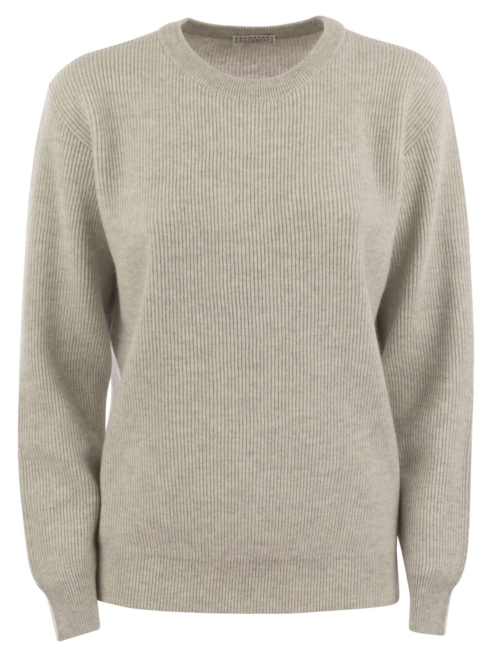 Brunello Cucinelli Women English Rib Cashmere Sweater With Monile - 1