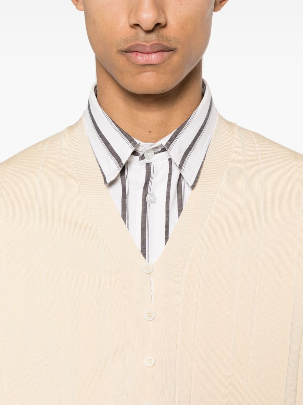 pleated ribbed cardigan - 5