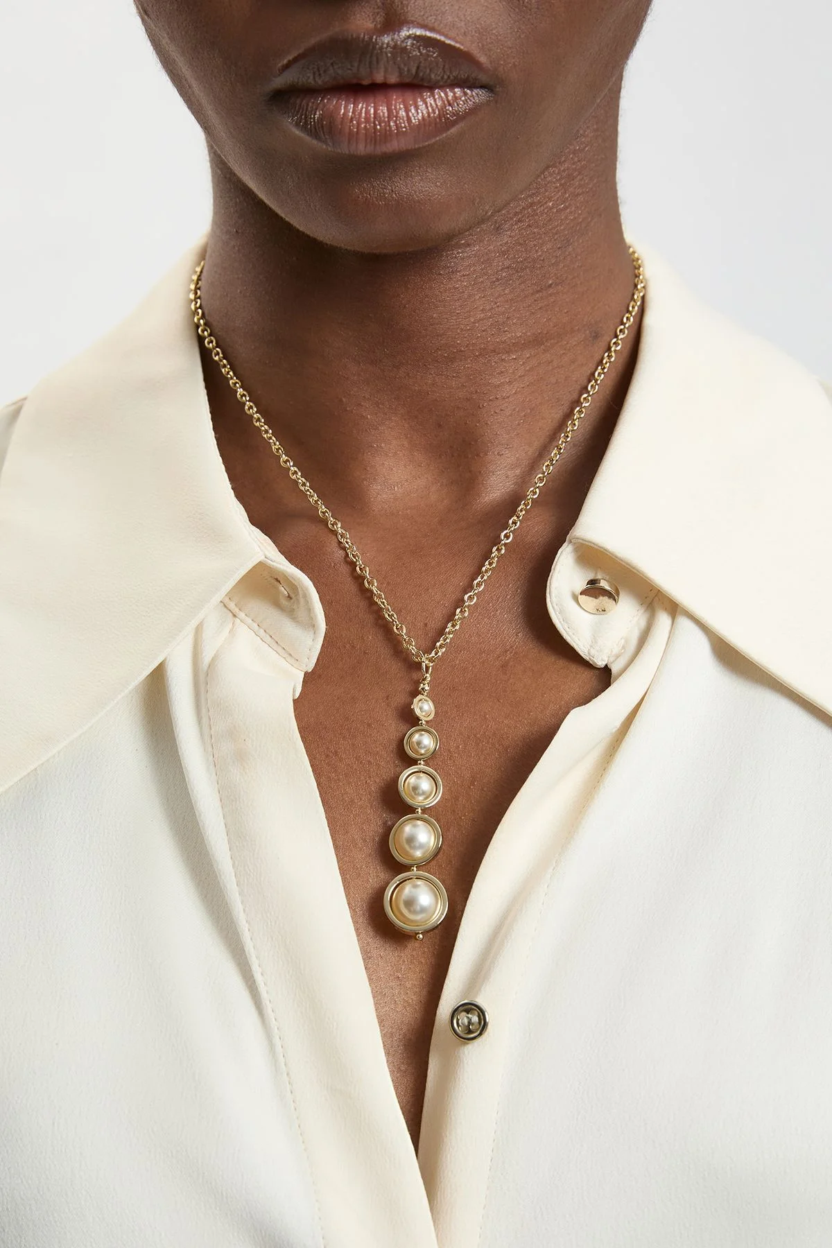 Logo Pearl Pendant Necklace - 1