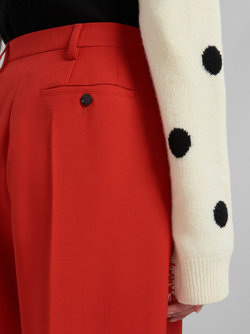 RED TROPICAL WOOL TAILORED TROUSERS 4