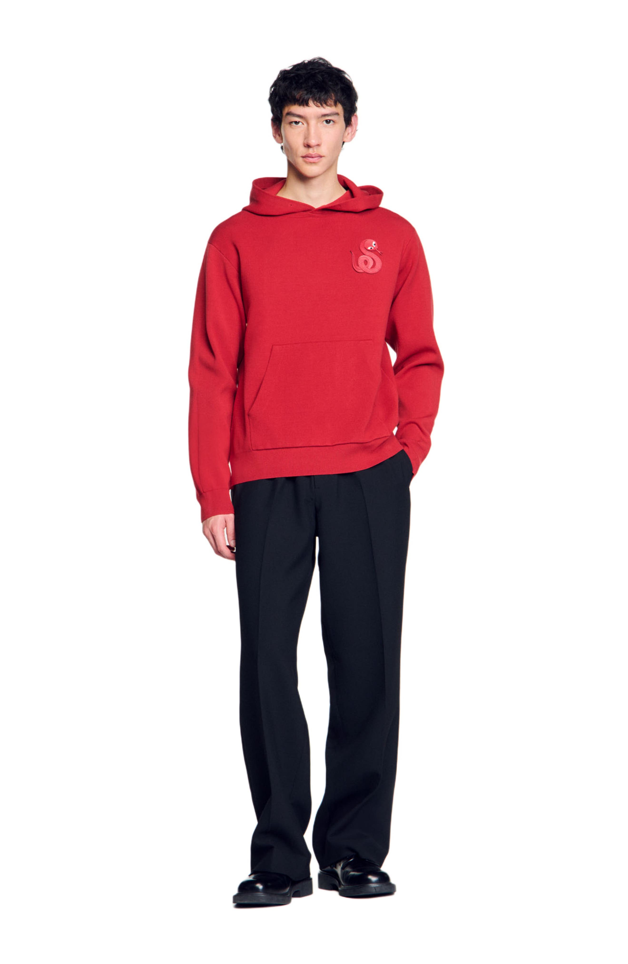 SANDRO Knit sweatshirt with snake detail in Red at Nordstrom - 6