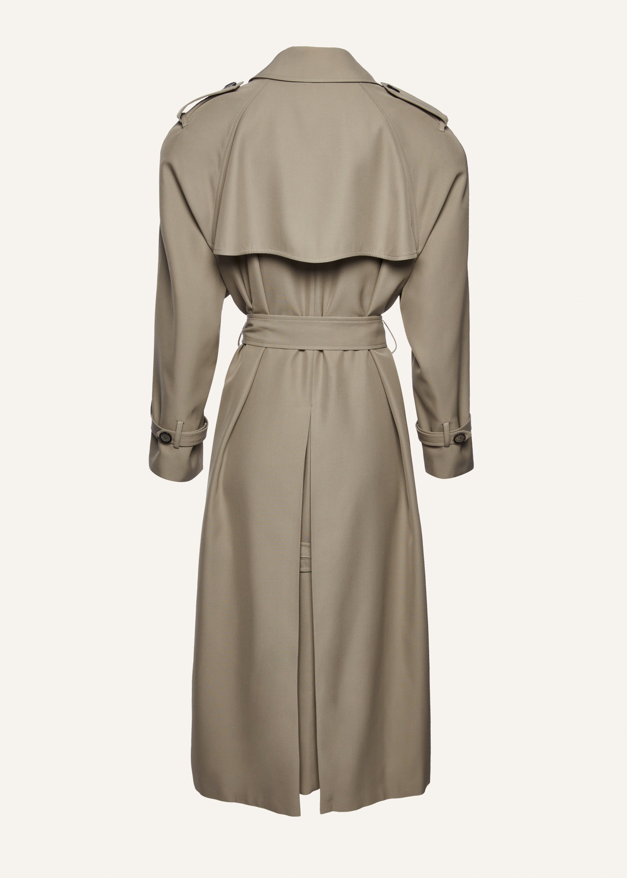 Relaxed silk trench coat in khaki - 2