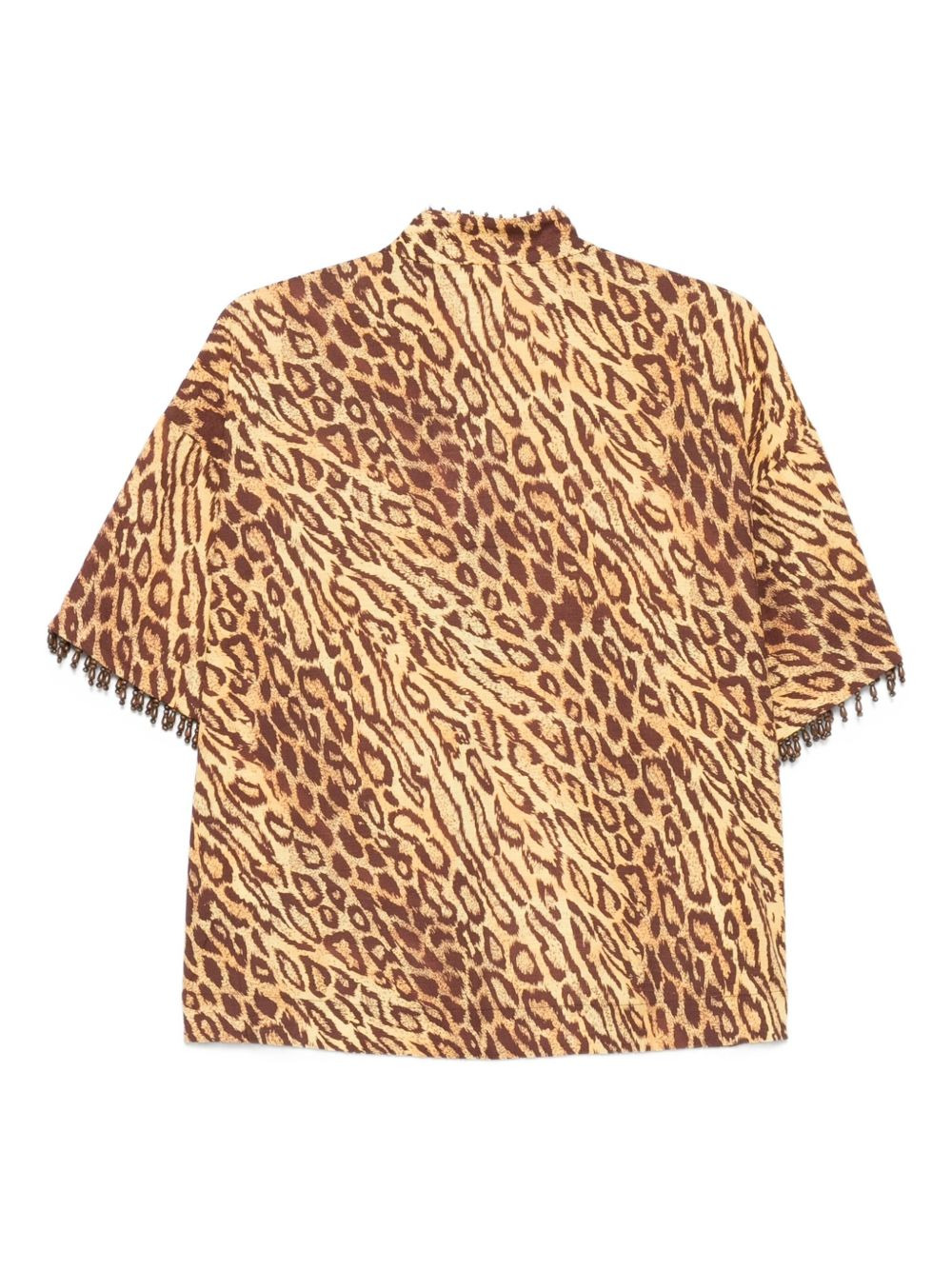 leopard-print beaded-cuff blouse - 2