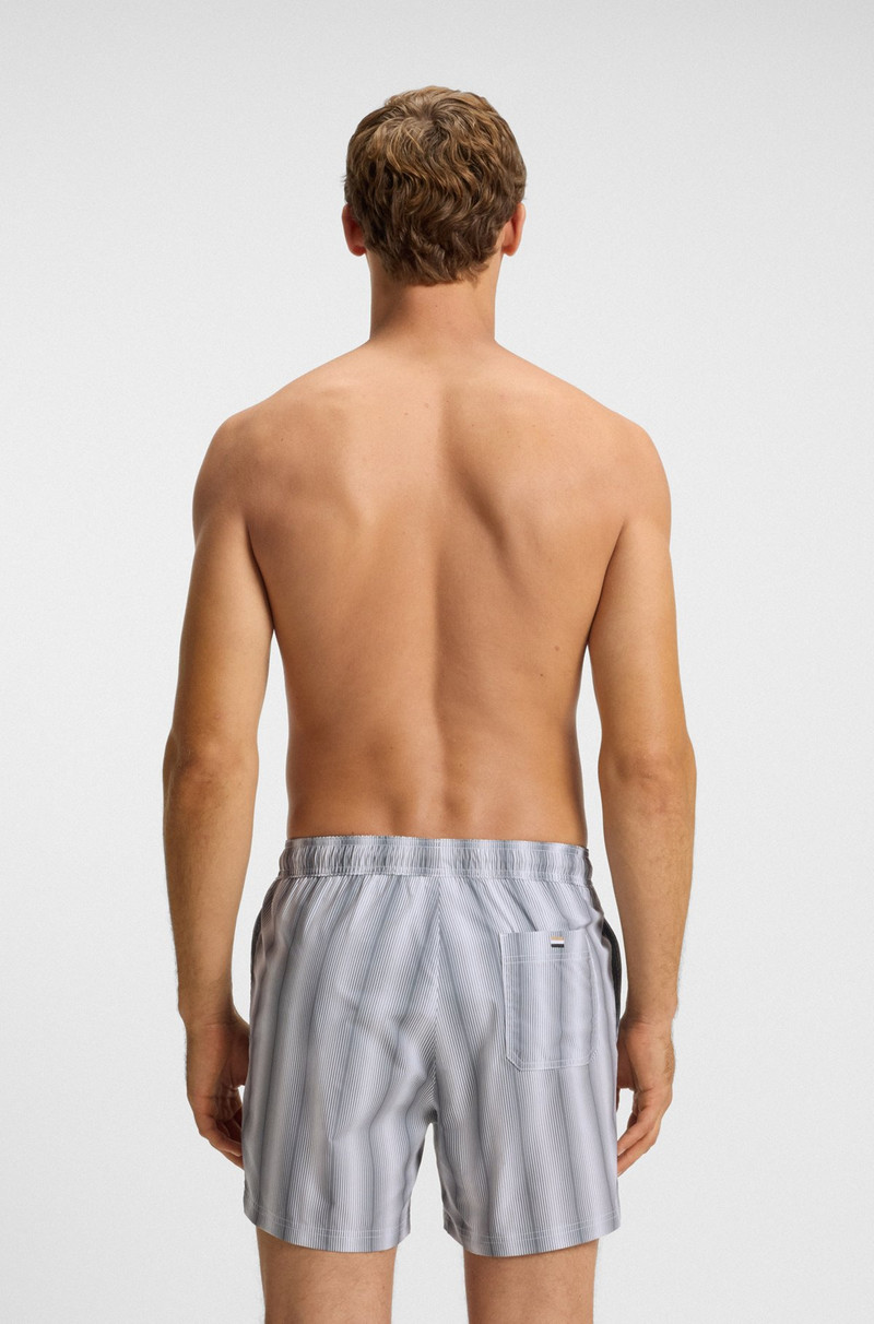 BOSS LOGO-BADGE SWIM SHORTS WITH STRIPE outlook