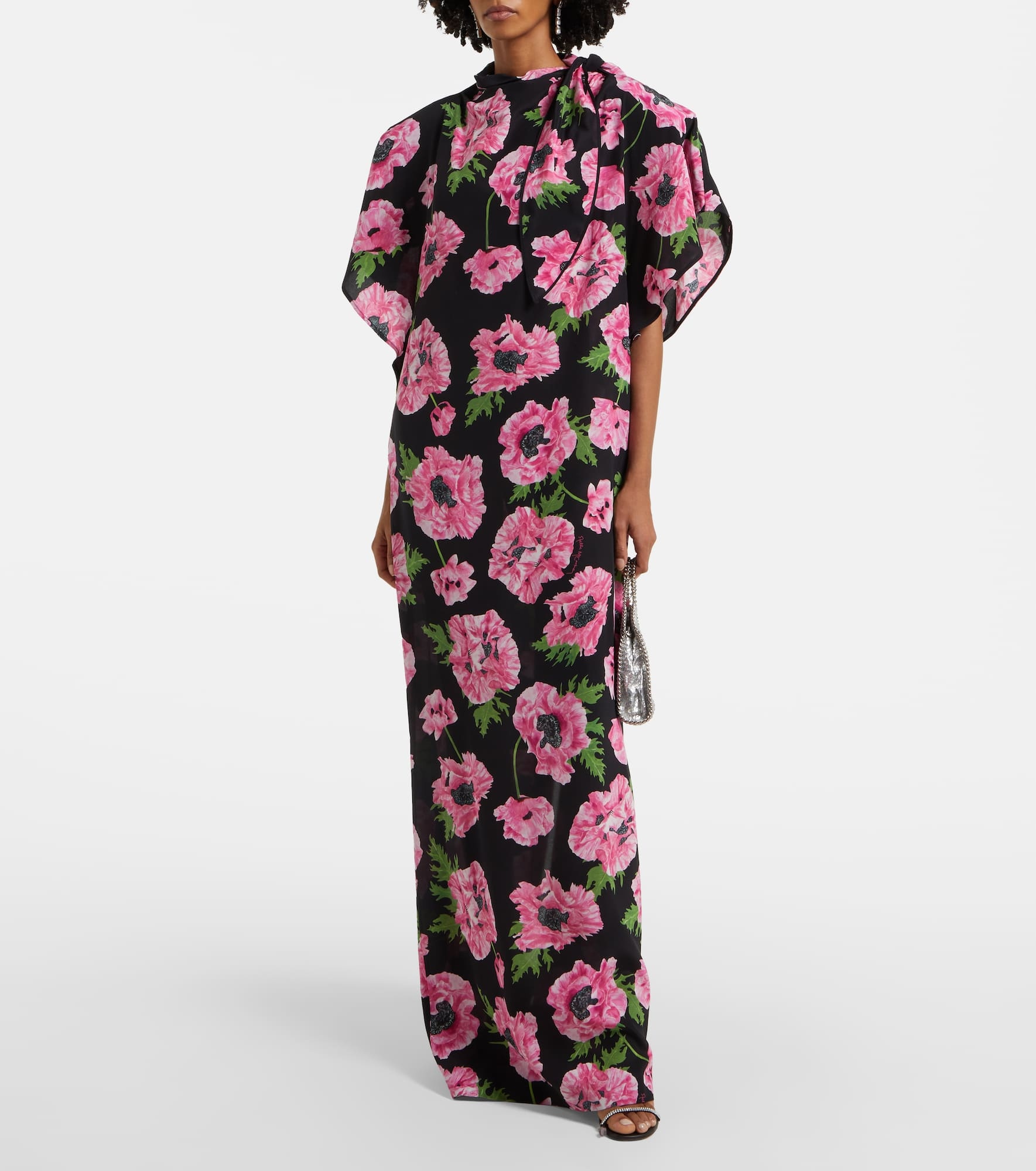 Floral printed silk maxi dress - 2