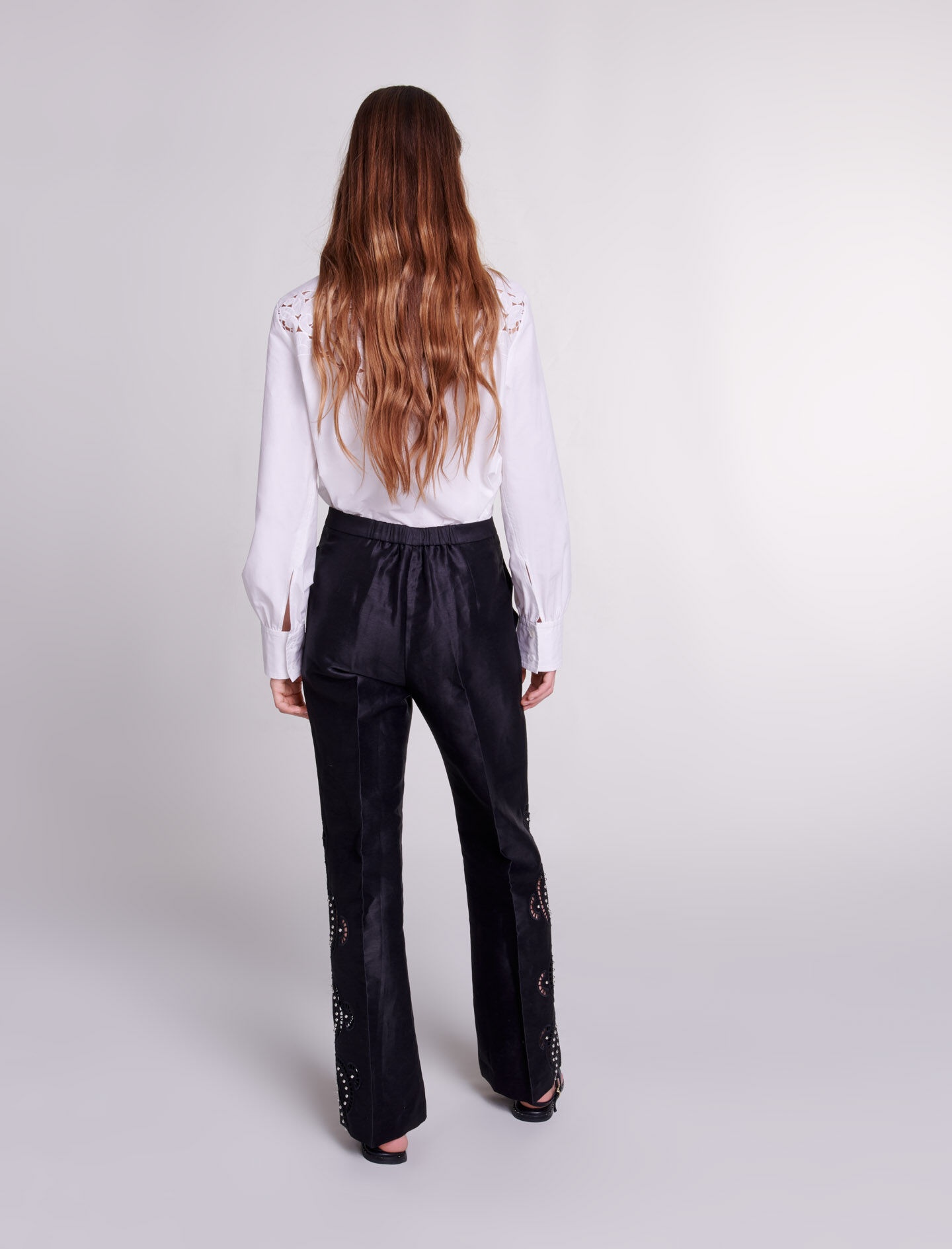 Openwork flared trousers - 5