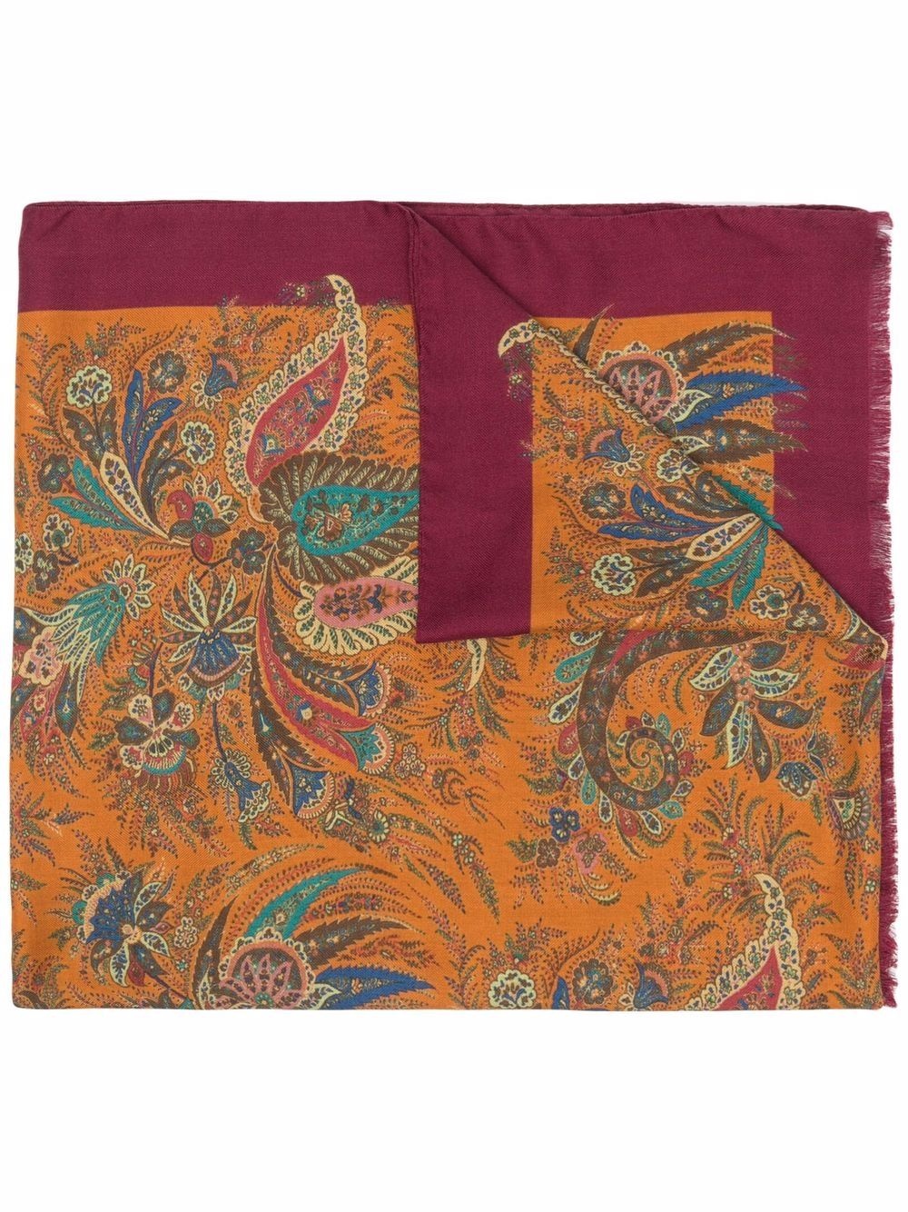 paisley-print silk-cashmere scarf - 1