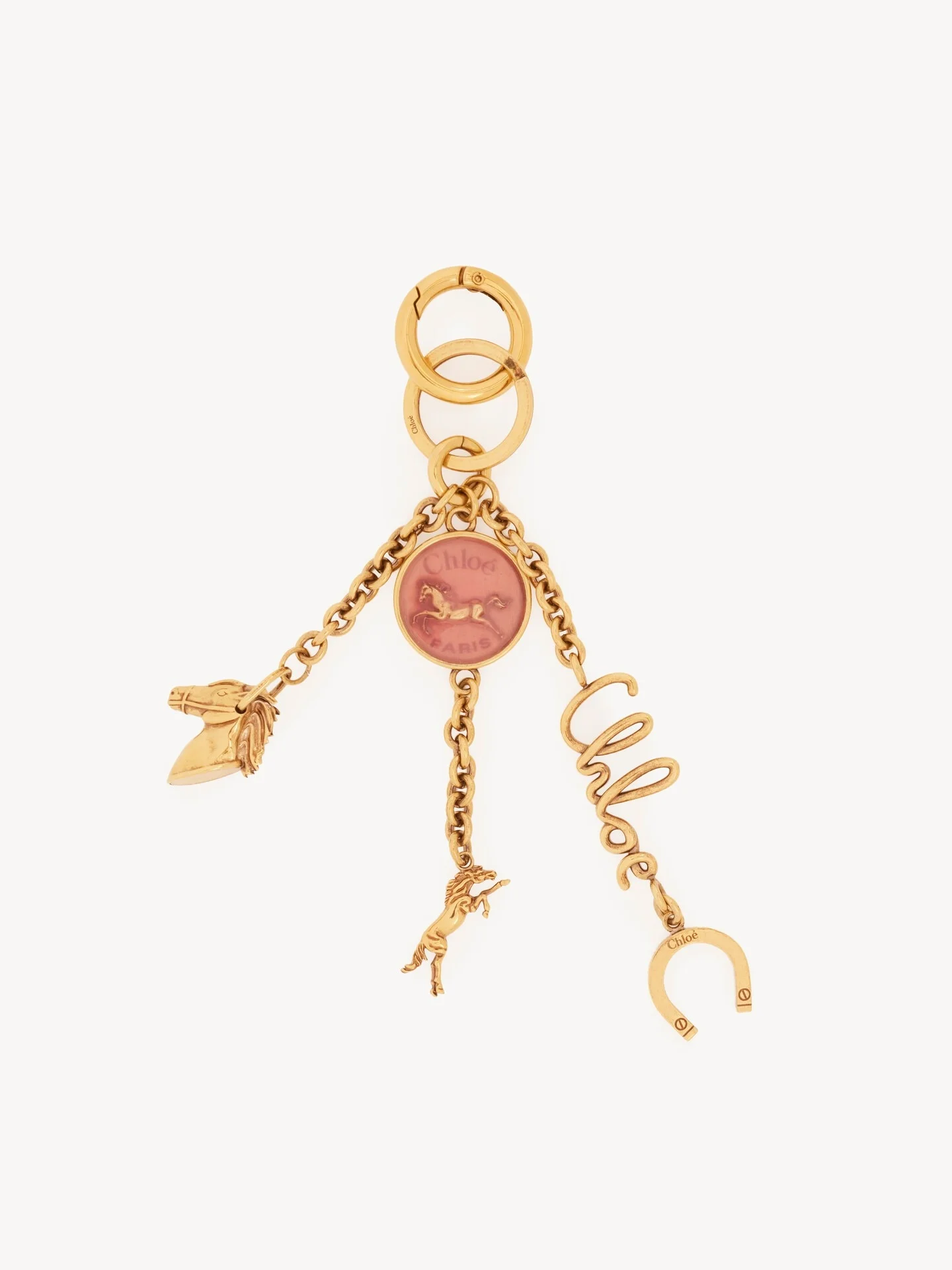 CHLOÉ SYMBOLS COIN HORSE BAG CHARM IN BRASS - 1