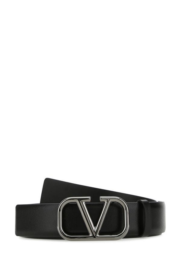 Black leather VLogo Signature belt - 1