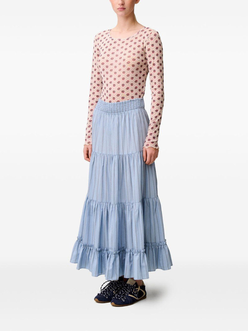 striped ruffled-tiers A-line skirt 3