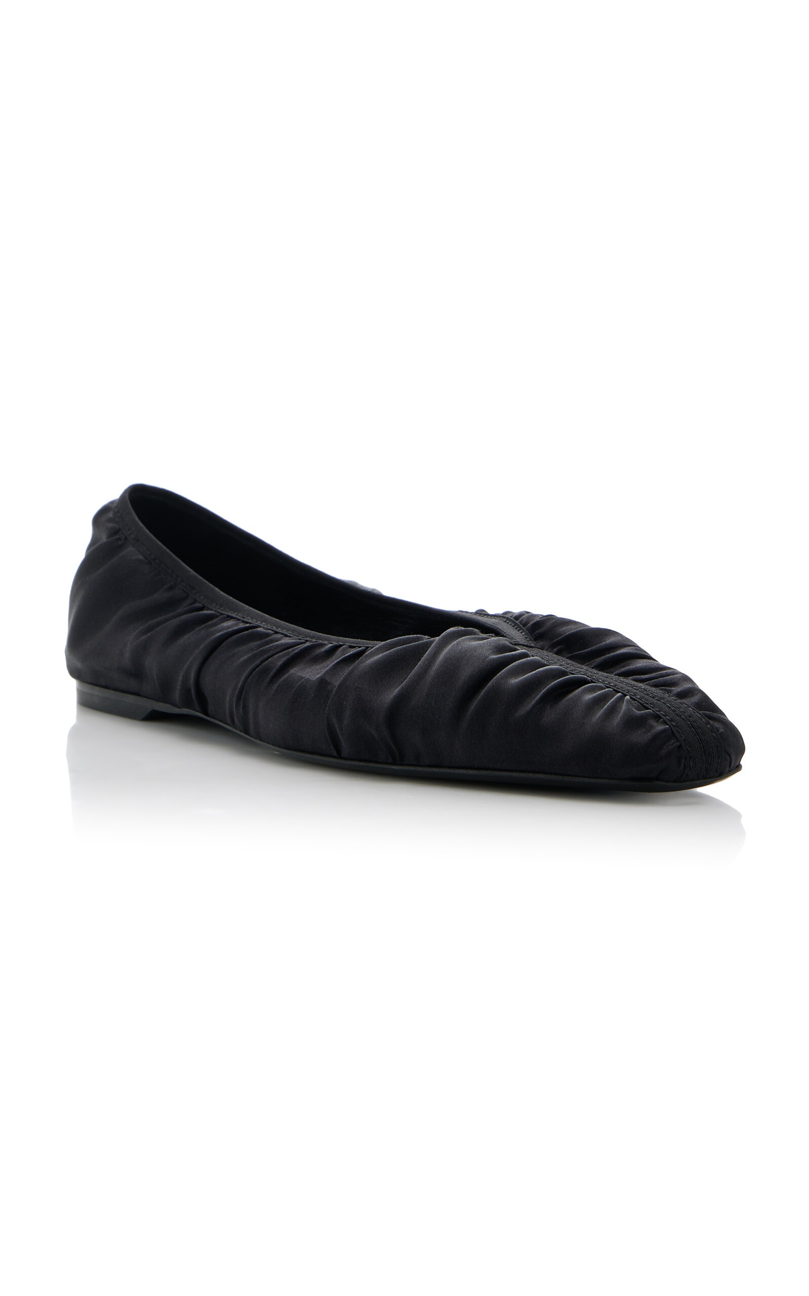 The Gathered Silk Satin Ballet Flat black - 4