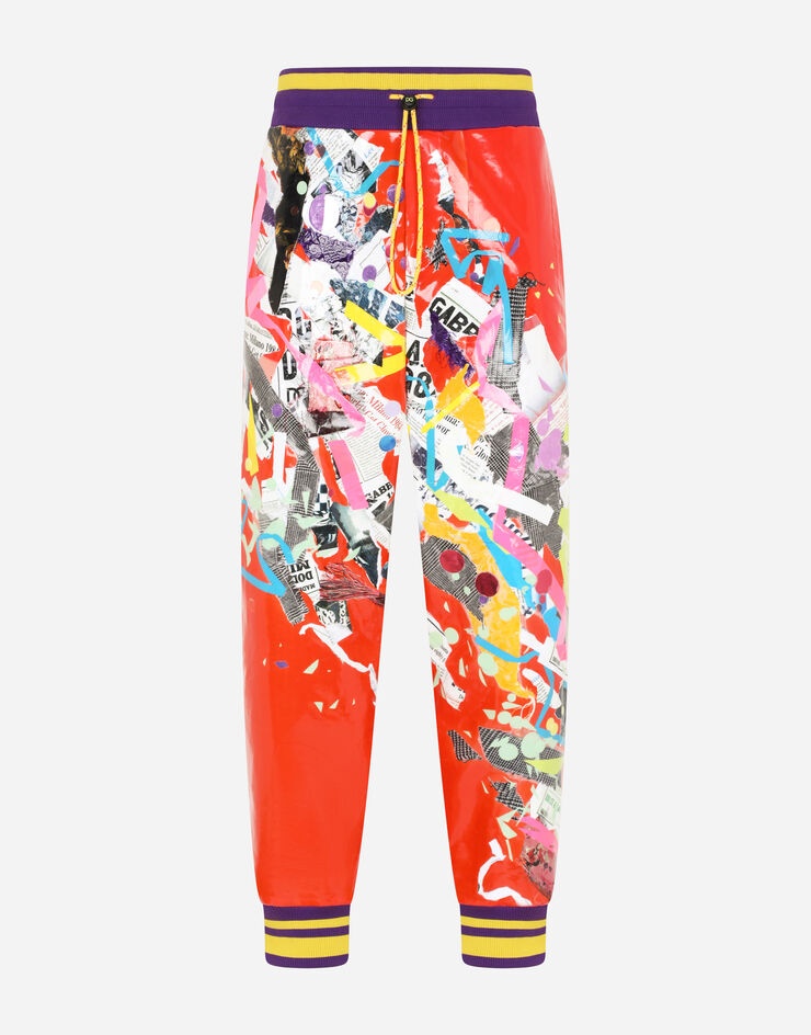 Jogging pants with newspaper patchwork print - 3